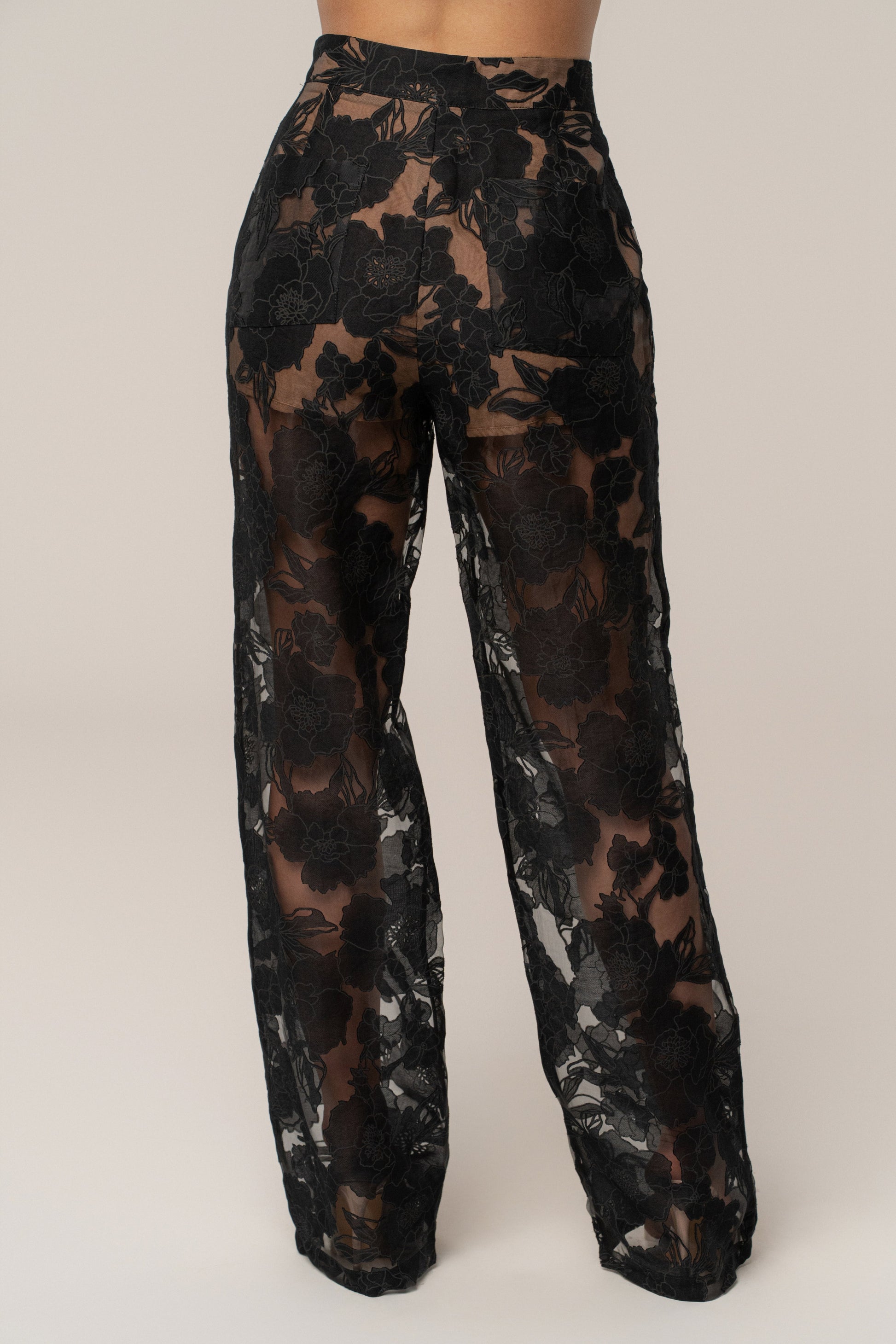 PRE-ORDER Black Organza Floral Pant JLUXLABEL