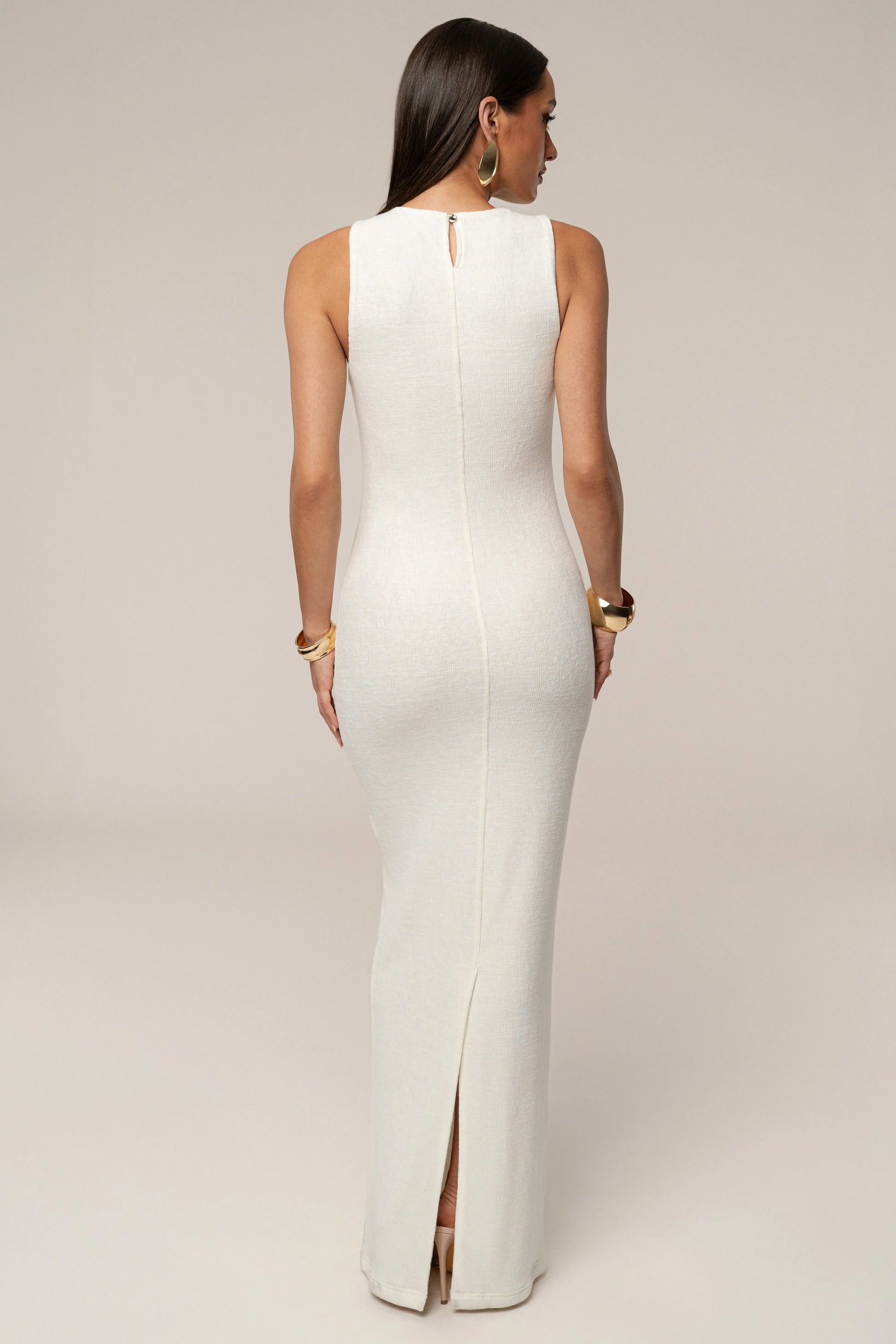 Ivory Alessia Knit Maxi Dress JLUXLABEL