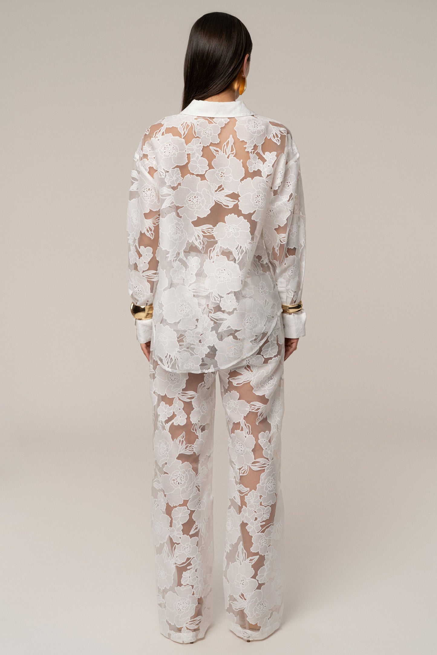 Ivory Organza Floral Blouse