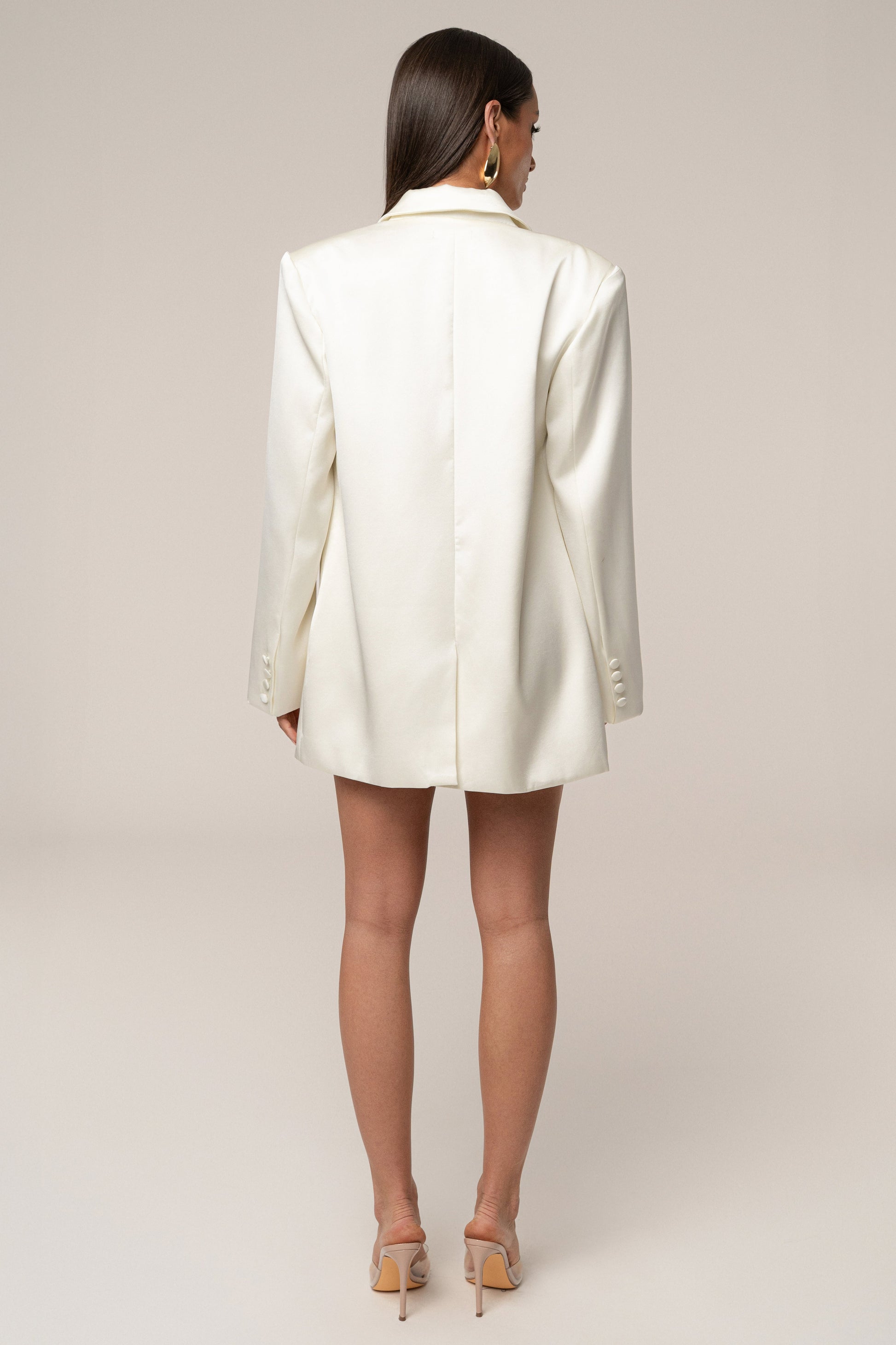 Ivory Lara Oversize Satin Blazer JLUXLABEL