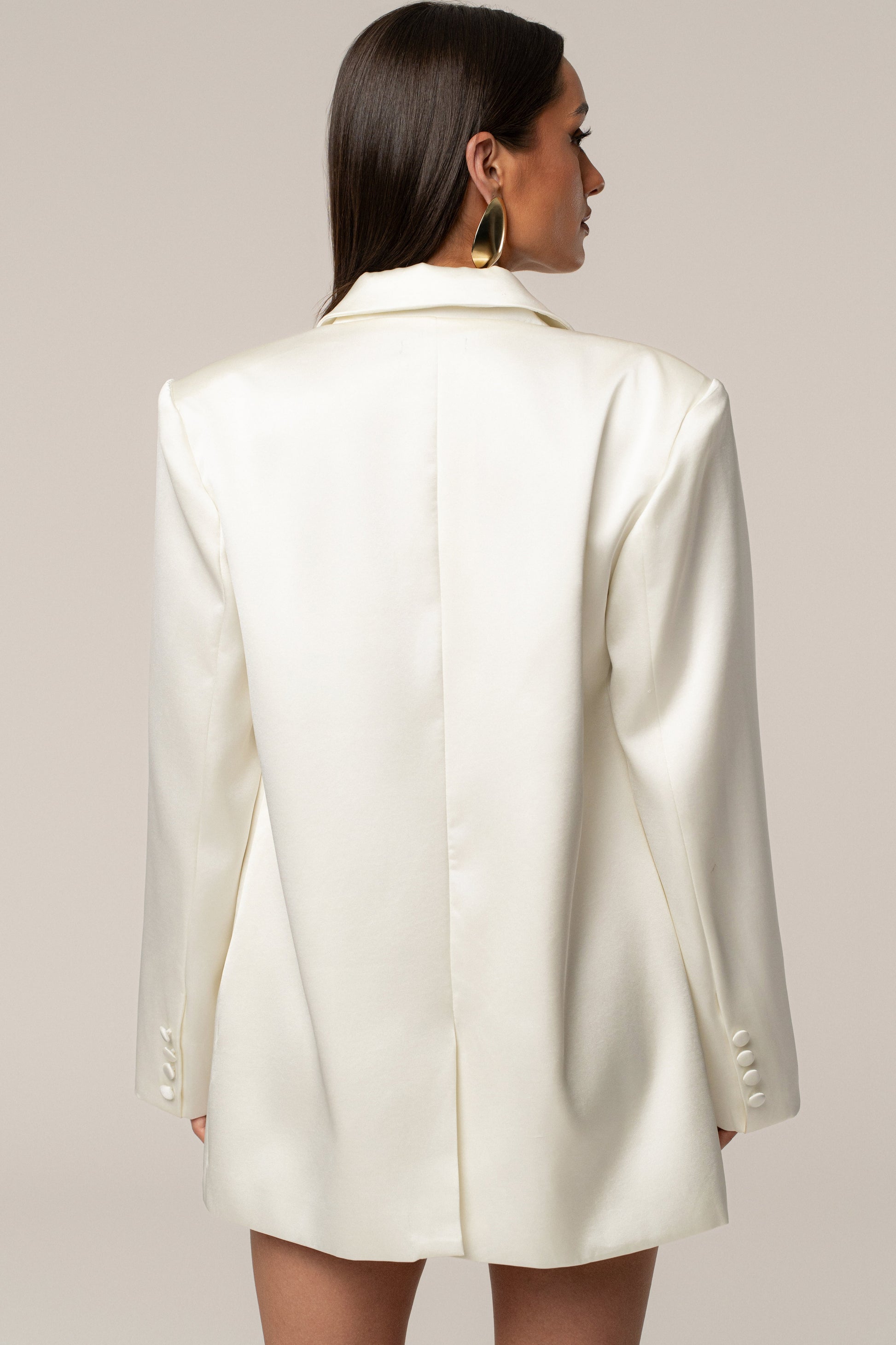 Ivory Lara Oversize Satin Blazer JLUXLABEL