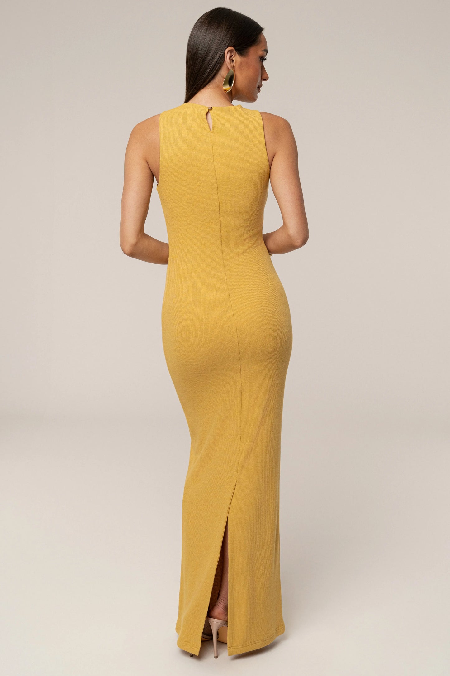 Yellow Alessia Knit Maxi Dress JLUXLABEL