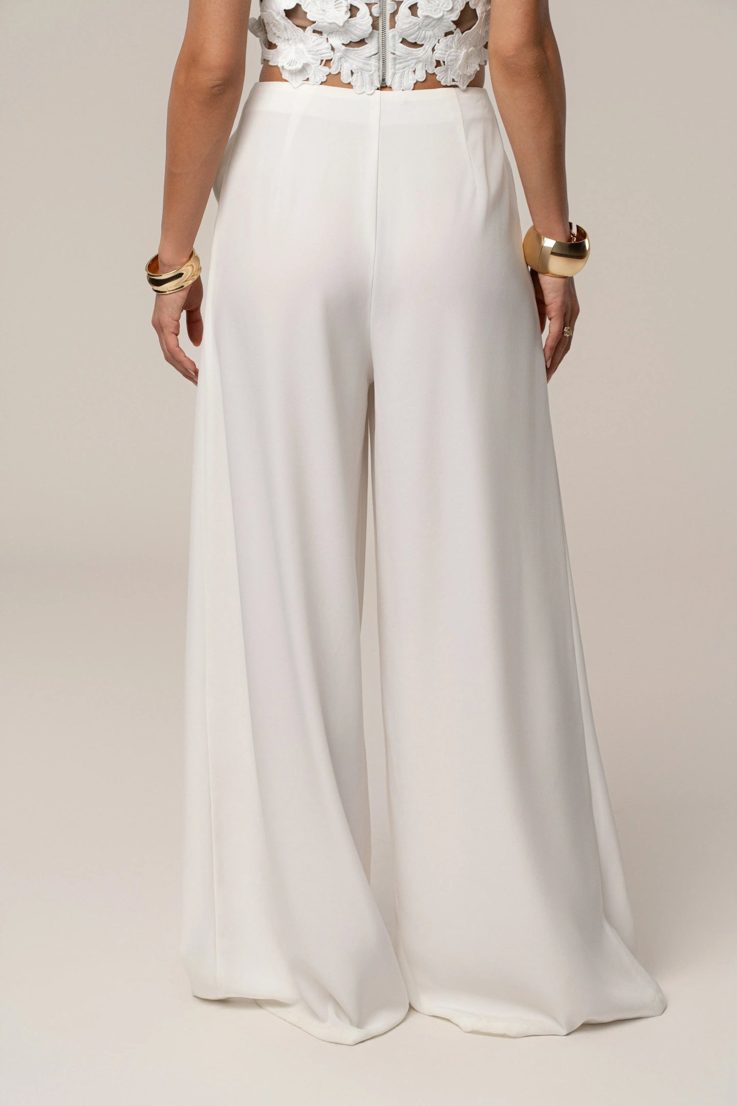 White Summer Ease Wide Leg Pants JLUXLABEL