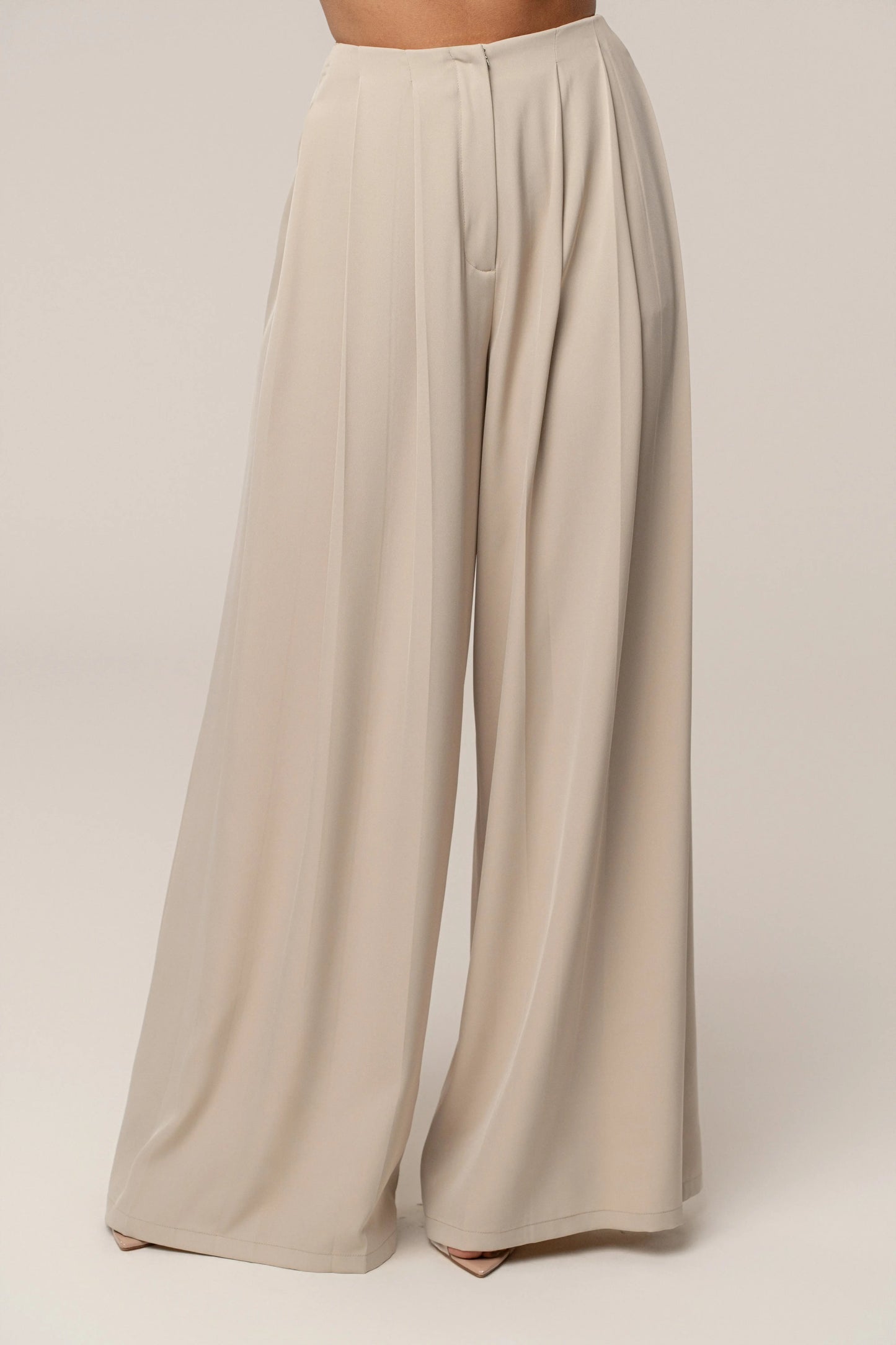 Beige Summer Ease Wide Leg Pants JLUXLABEL