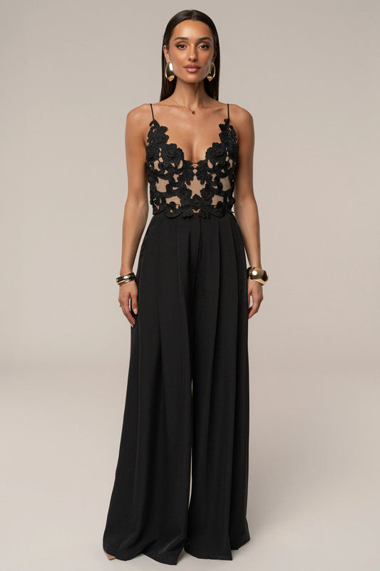 Black Summer Ease Wide Leg Pants JLUXLABEL