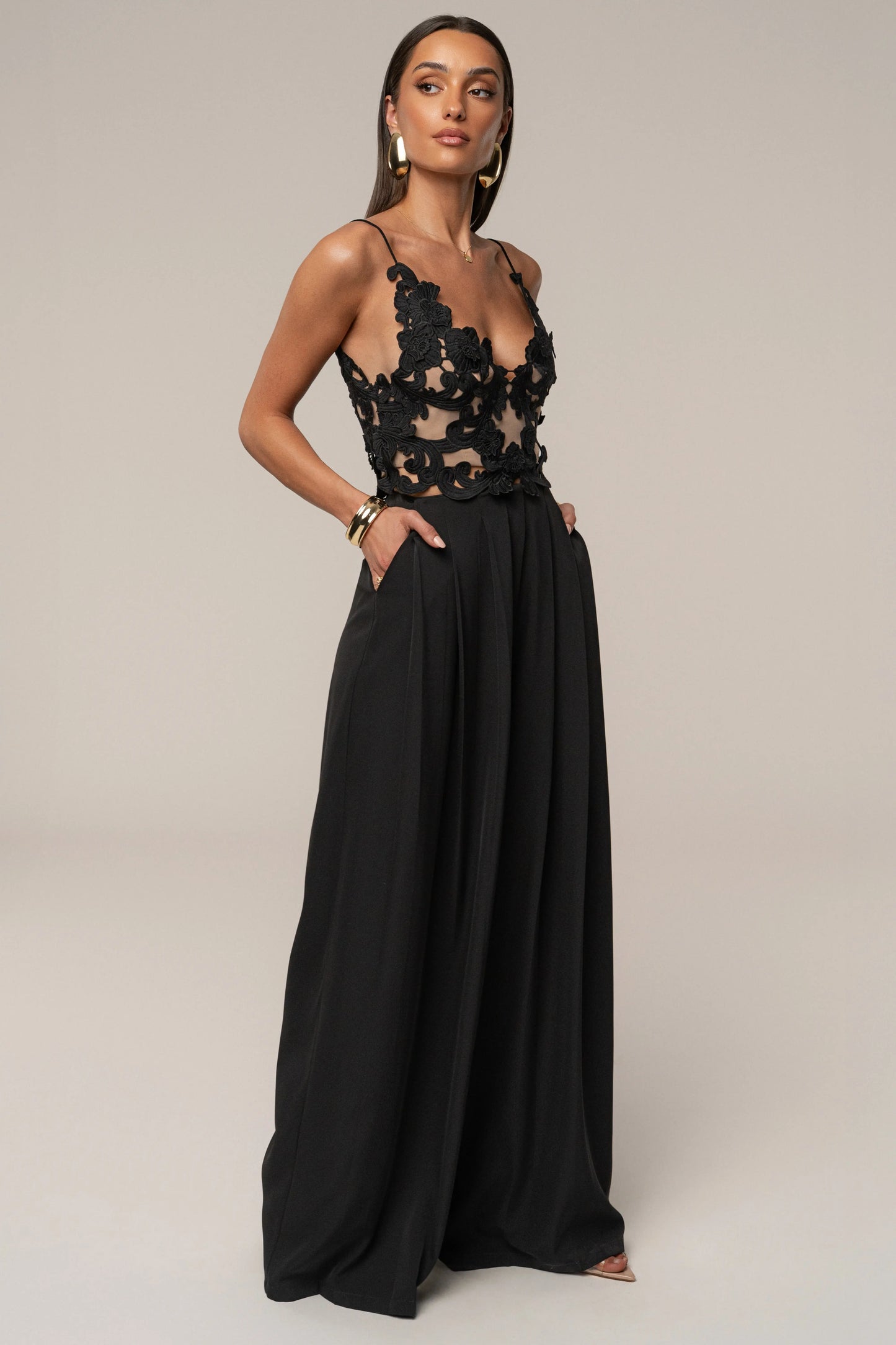 Black Summer Ease Wide Leg Pants JLUXLABEL