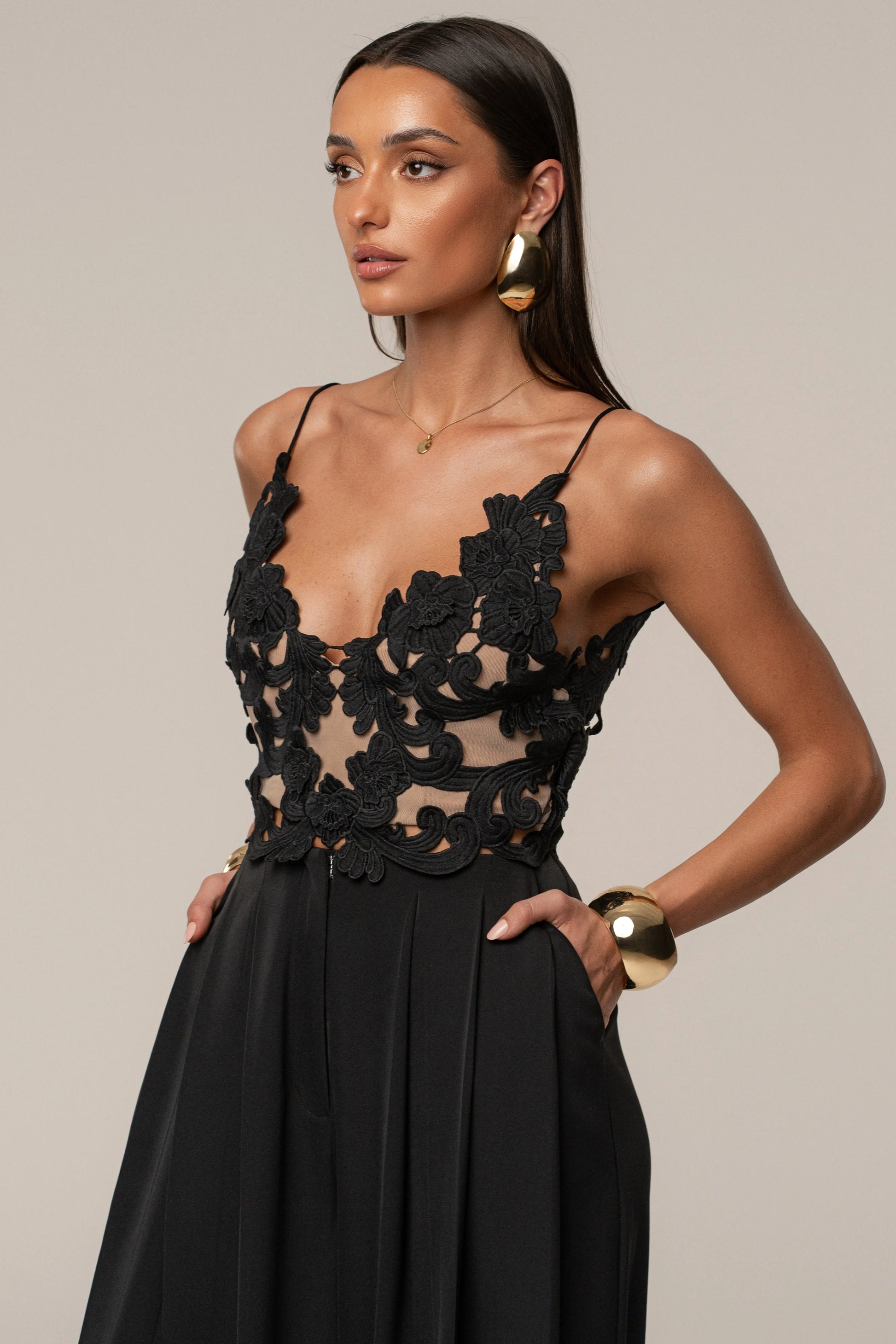 Black Anahi Embroidered Top JLUXLABEL