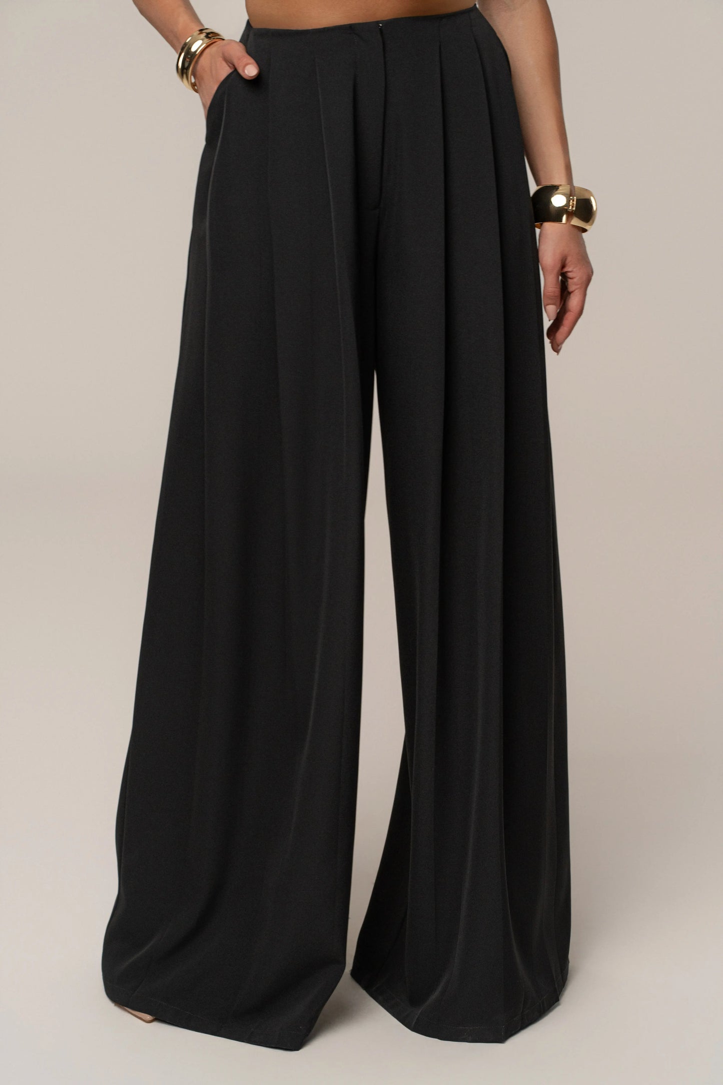 Black Summer Ease Wide Leg Pants JLUXLABEL