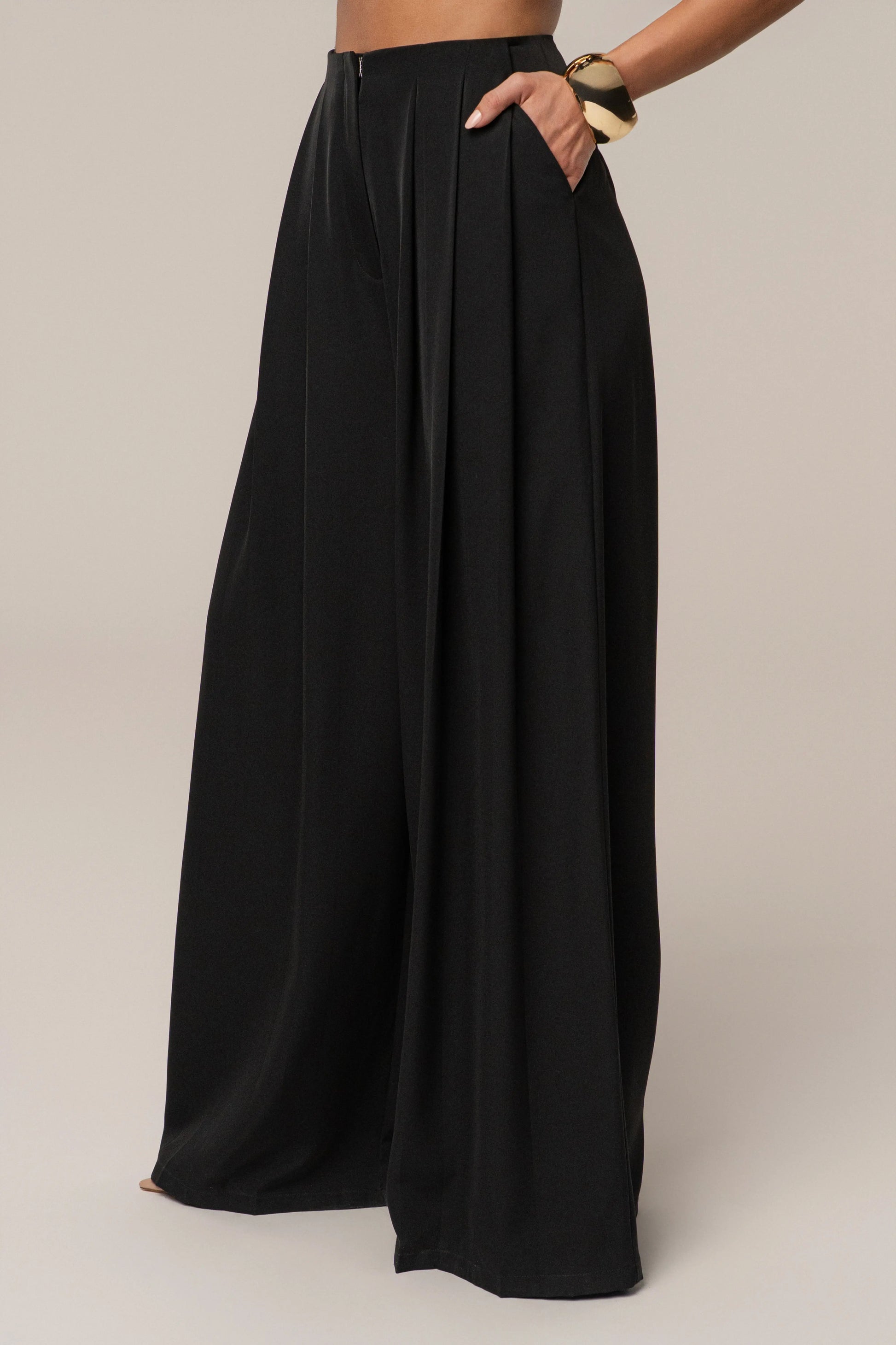 Black Summer Ease Wide Leg Pants JLUXLABEL