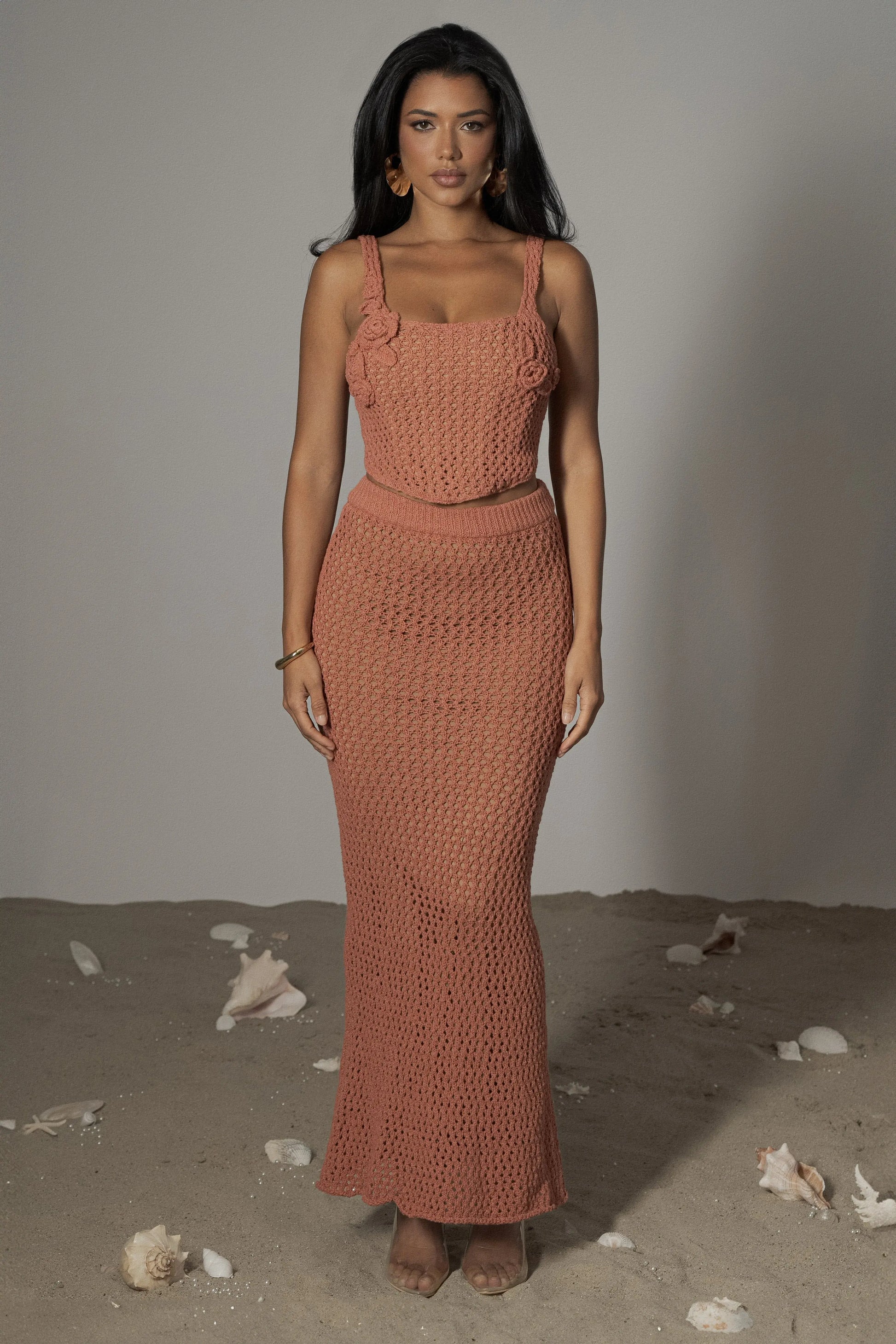Terra Cotta Beachside Crochet Bustier JLUXLABEL