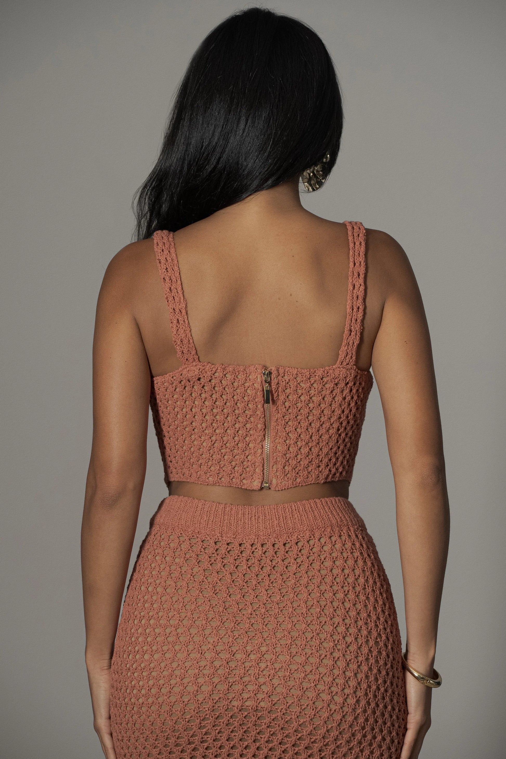 Terra Cotta Beachside Crochet Bustier JLUXLABEL