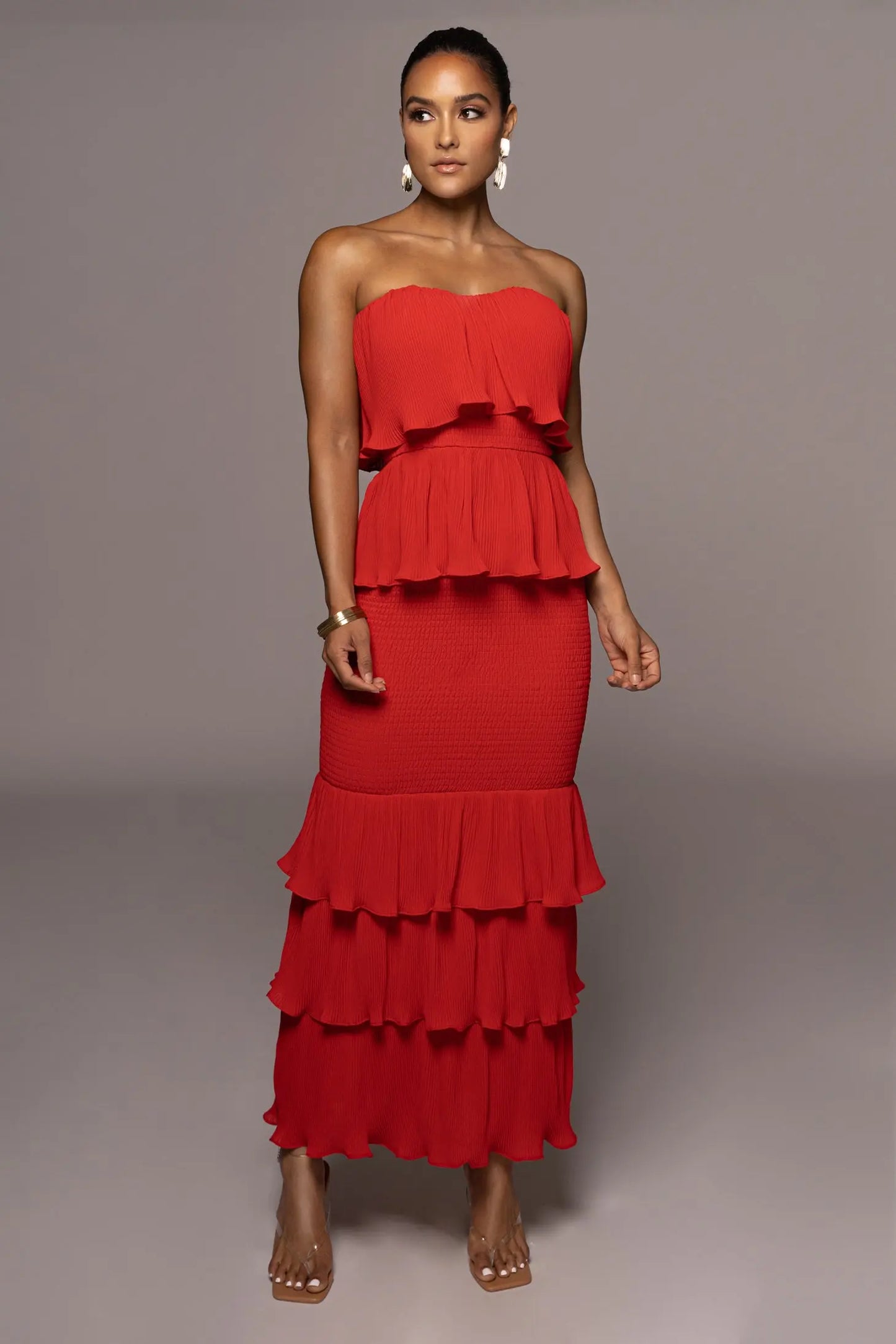 Red Casa Blanca Ruffle Dress JLUXLABEL