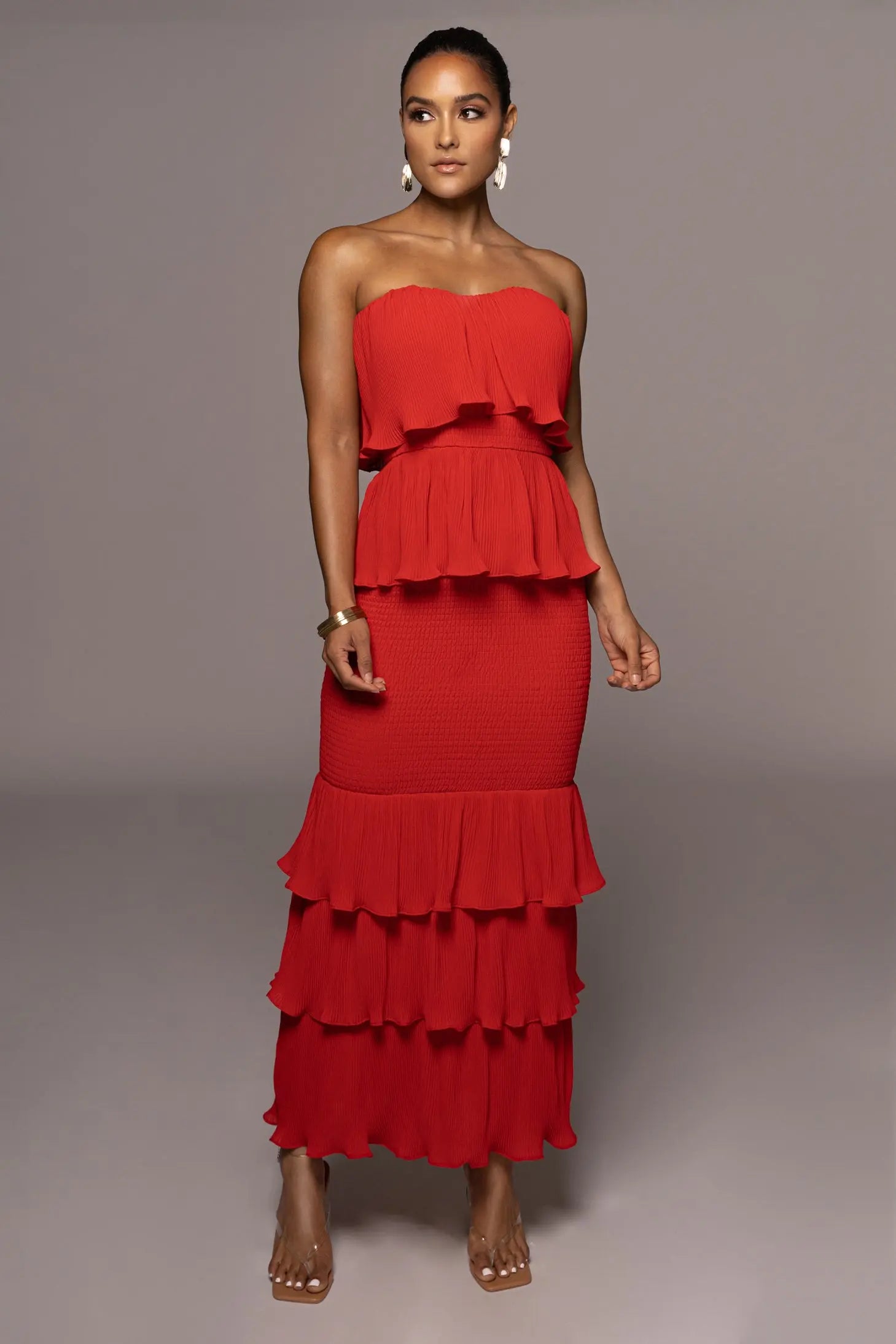 Red Casa Blanca Ruffle Dress JLUXLABEL