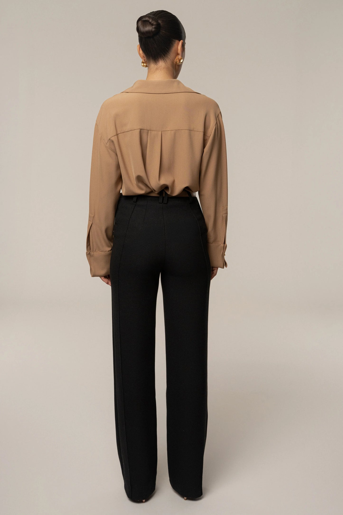 Tan Stella Button Up Shirt JLUXLABEL