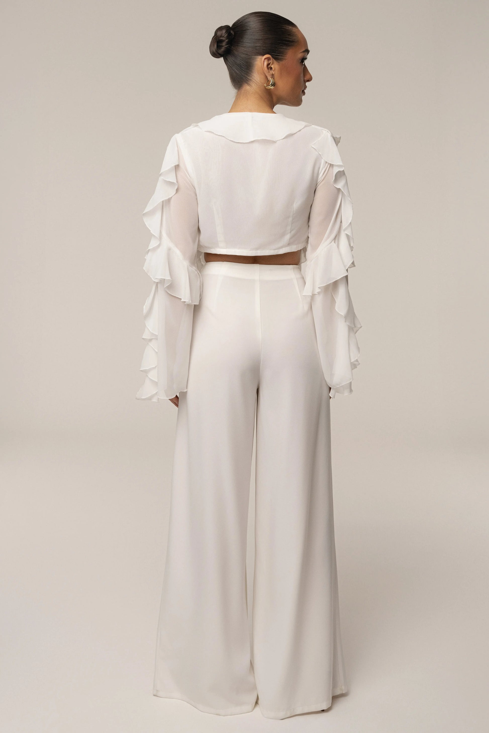 White Juliet Ruffle Crop Top JLUXLABEL