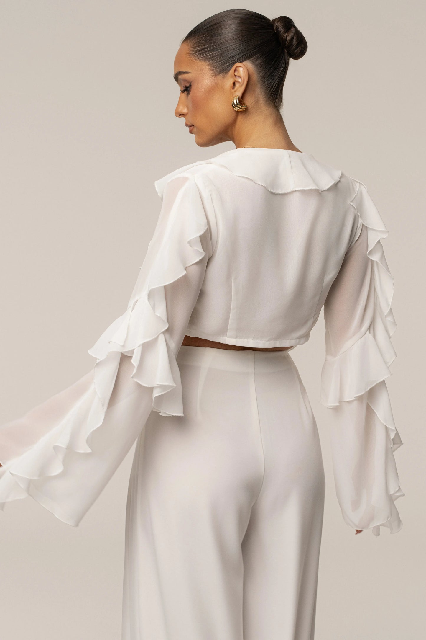 White Juliet Ruffle Crop Top JLUXLABEL