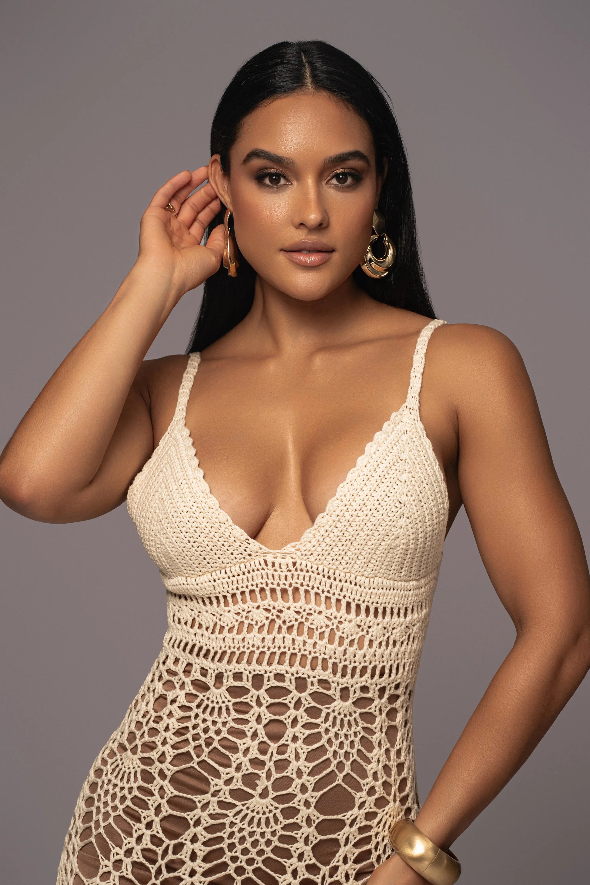 Ivory Great Escape Crochet Maxi Dress JLUXLABEL