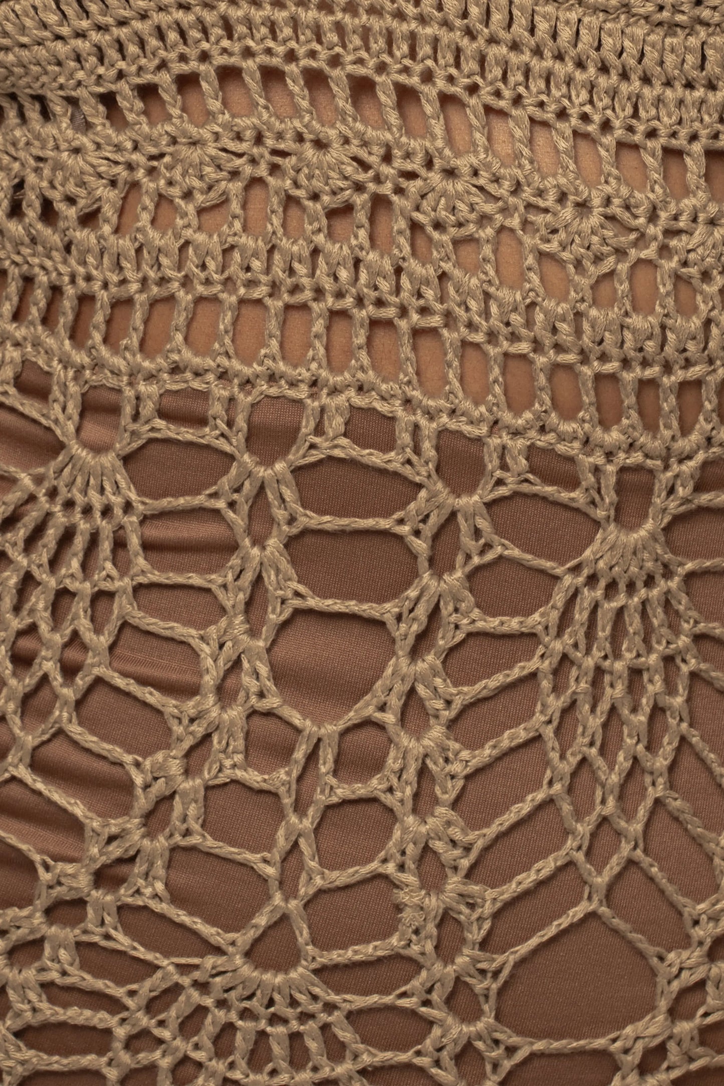 Mocha Great Escape Crochet Maxi Dress JLUXLABEL