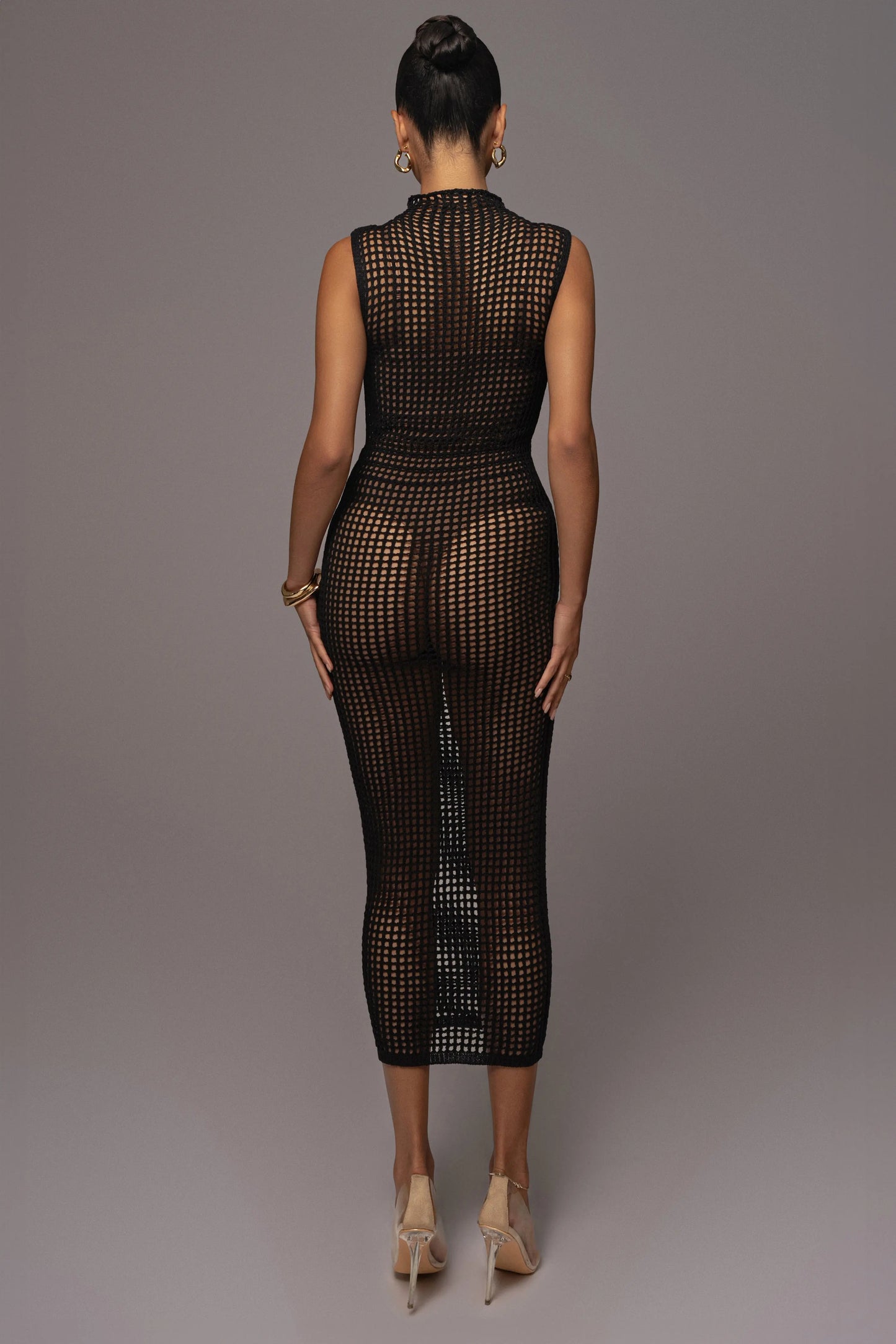 Black Pacific Tides Crochet Maxi Dress JLUXLABEL
