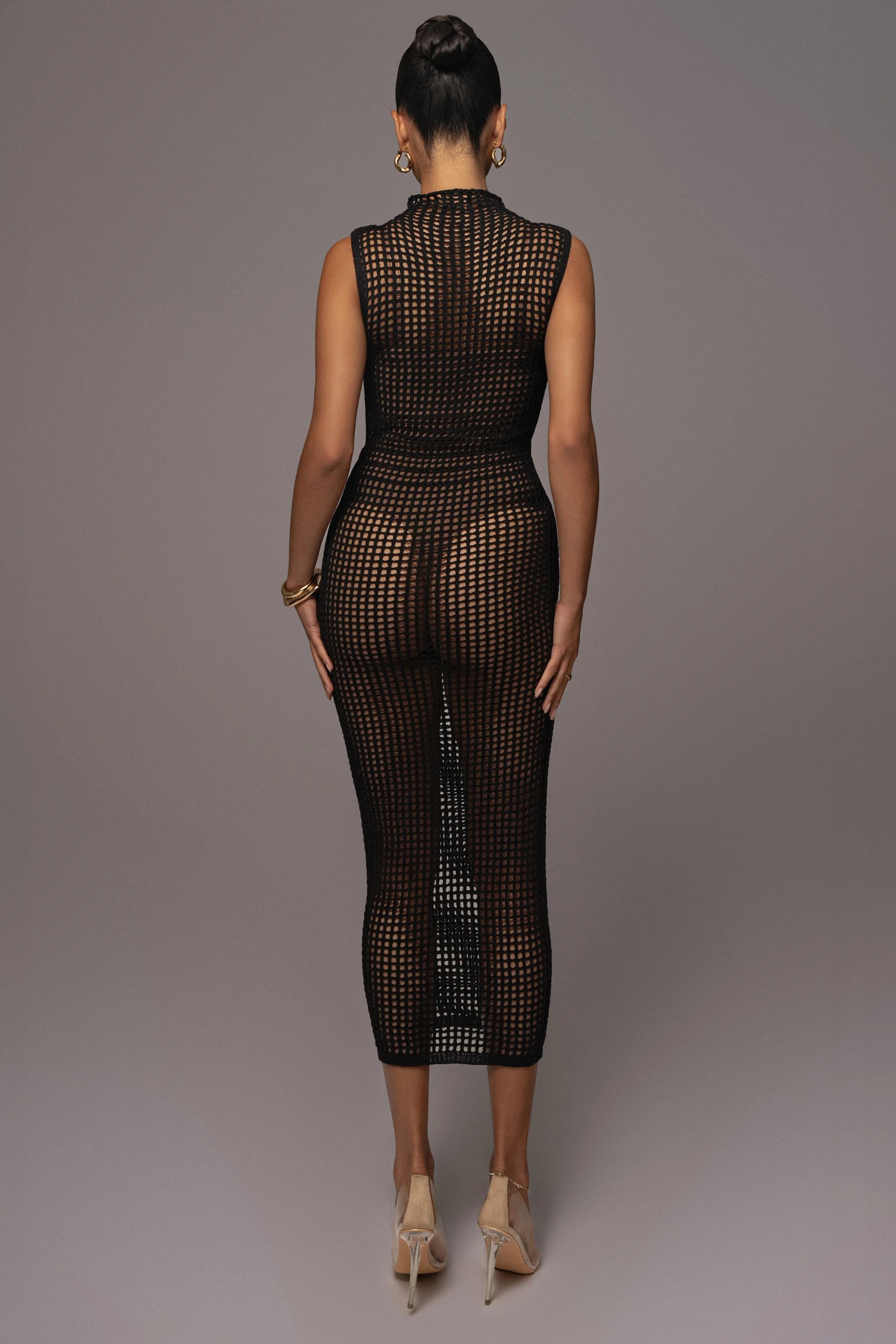 Black Pacific Tides Crochet Maxi Dress JLUXLABEL