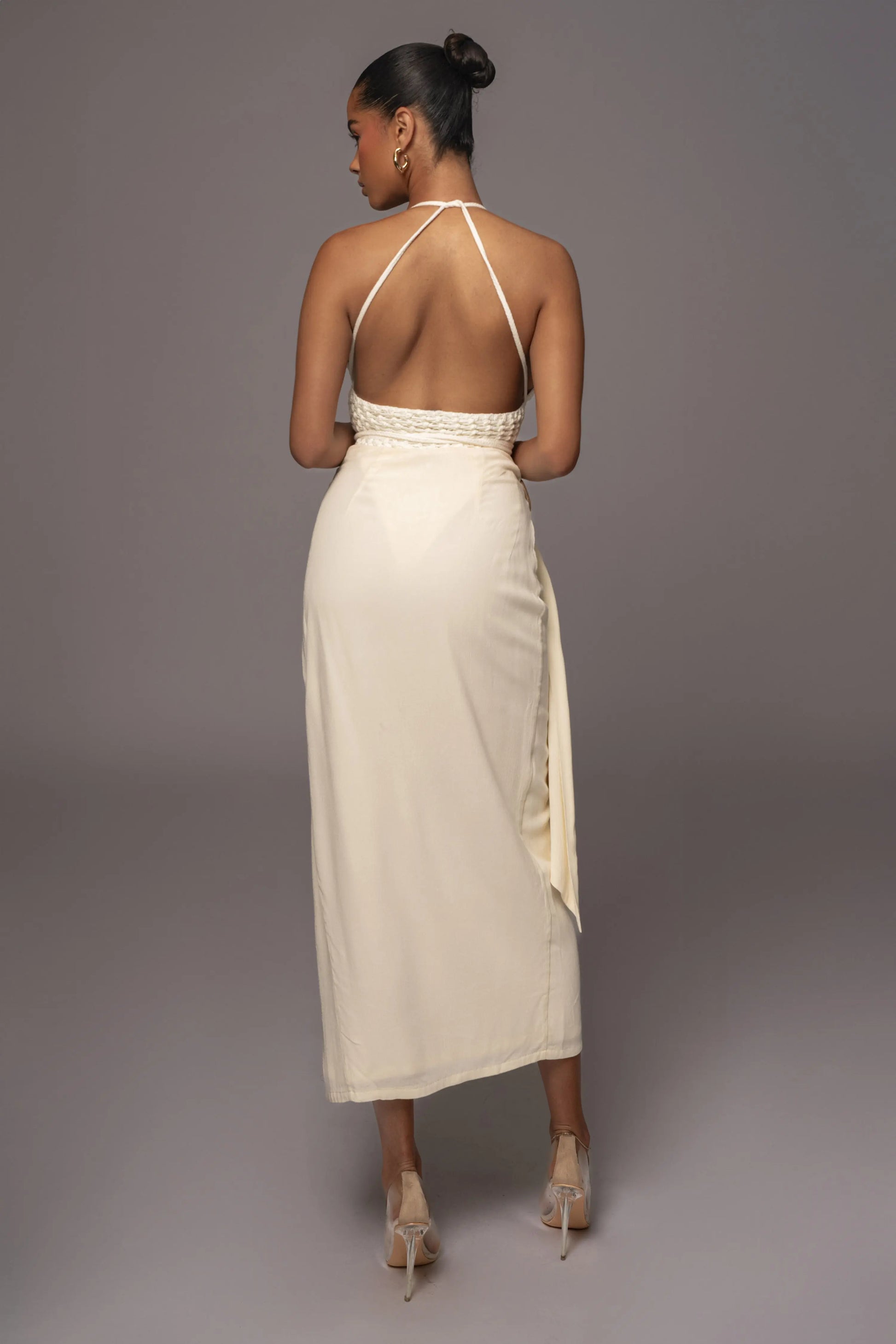 Ivory Athea Drape Maxi Skirt JLUXLABEL