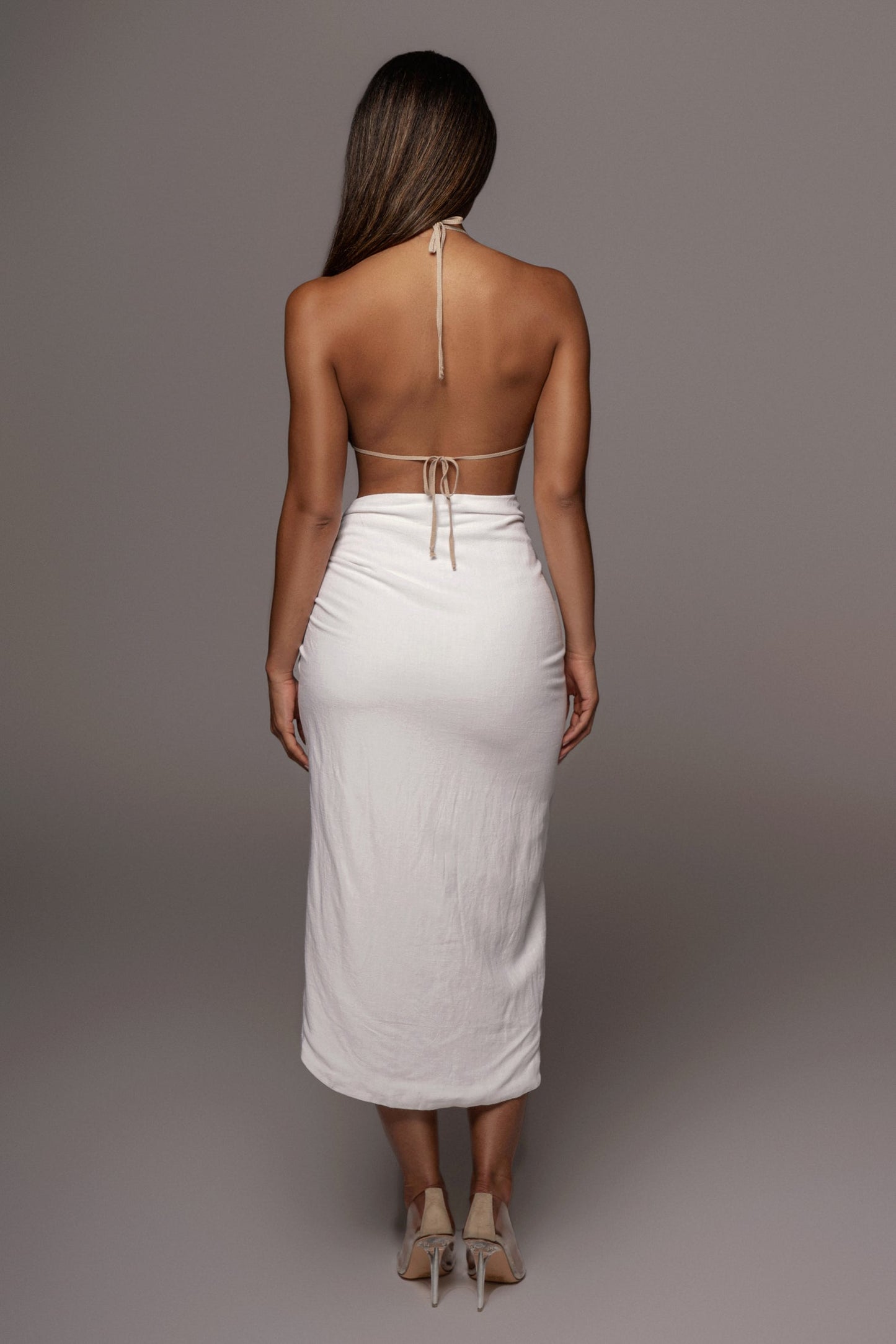 Ivory Spring Ruched Linen Skirt