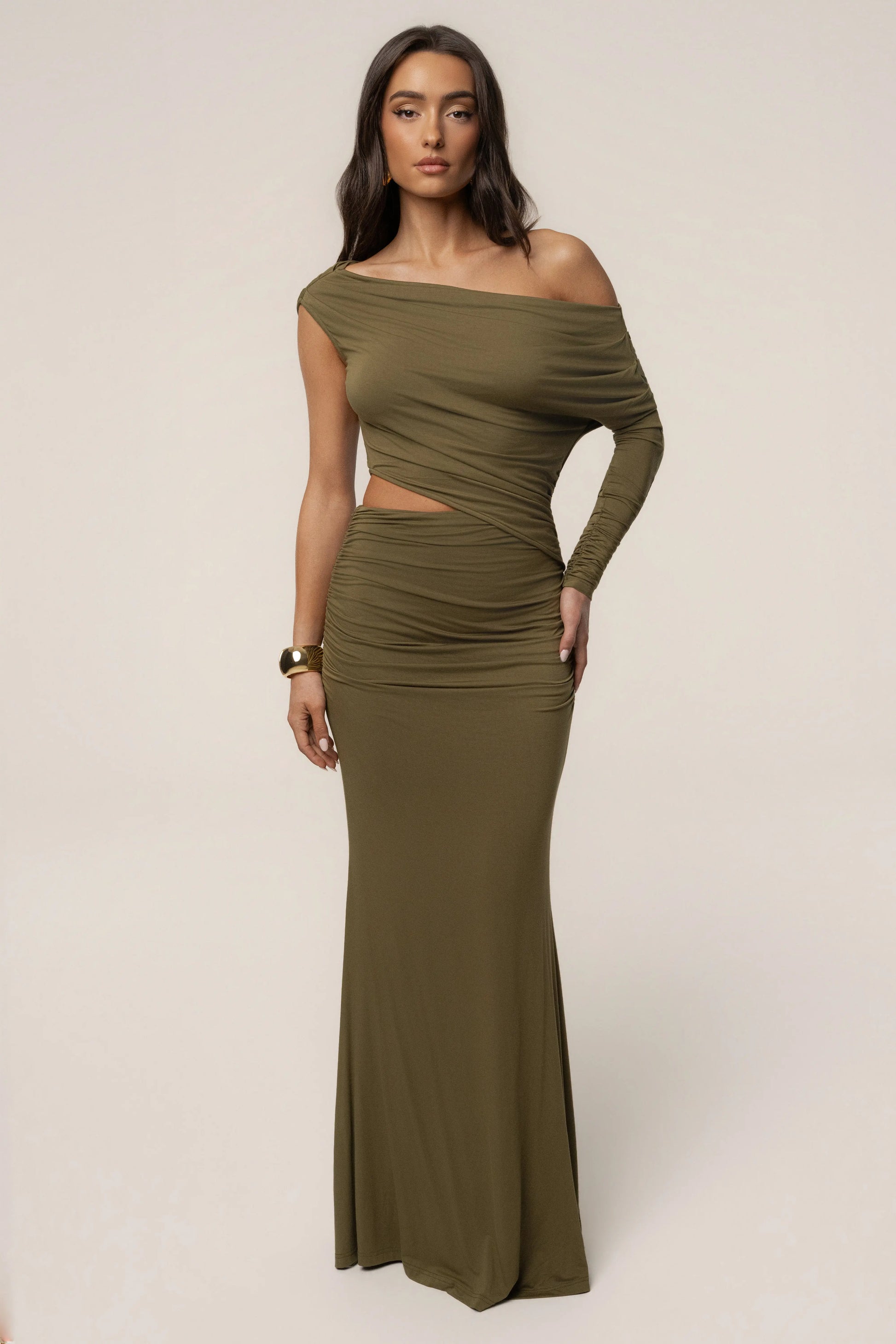 Olive Premiere Cutout Maxi Dress JLUXLABEL