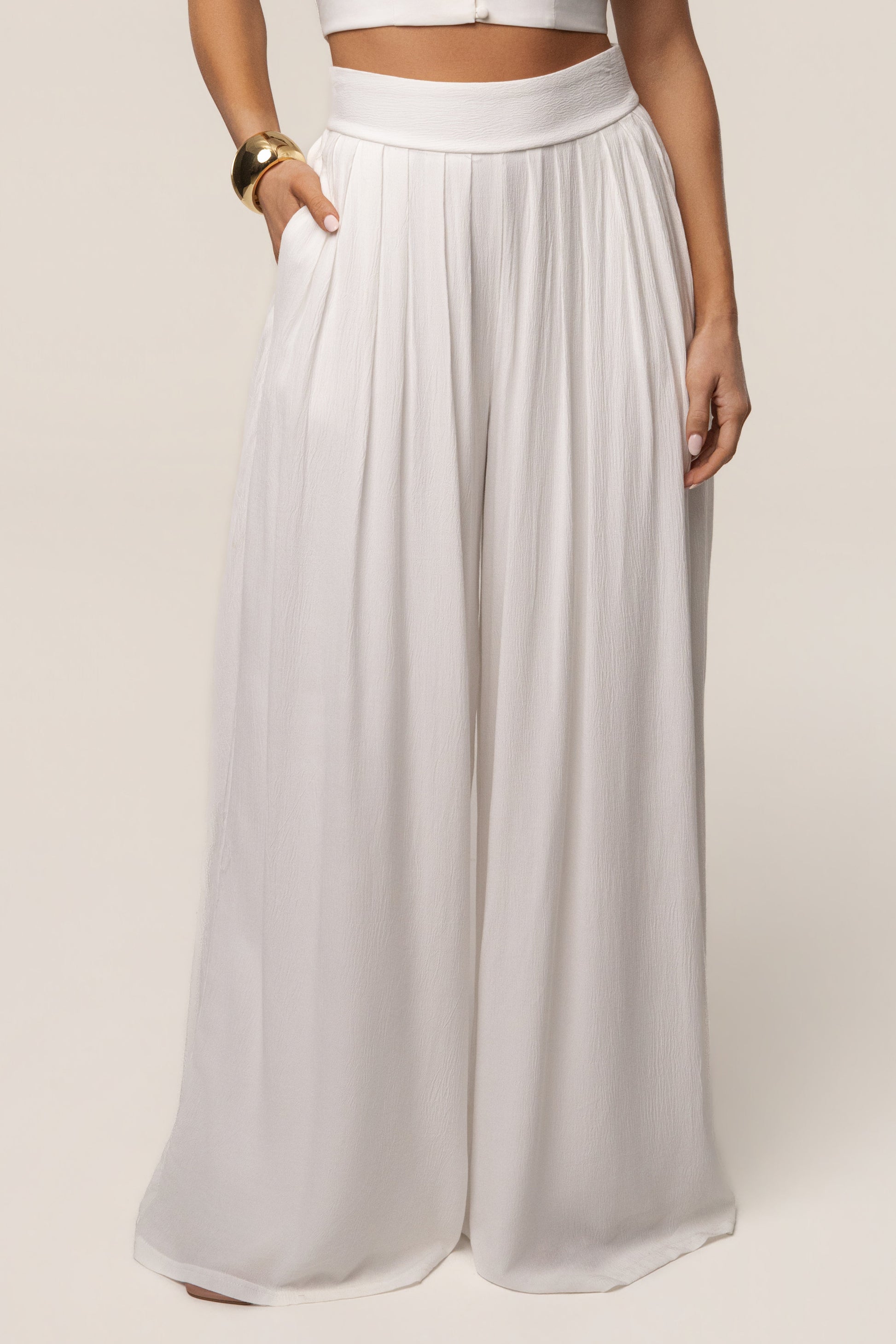 White After Sunset Pleated Pants JLUXLABEL