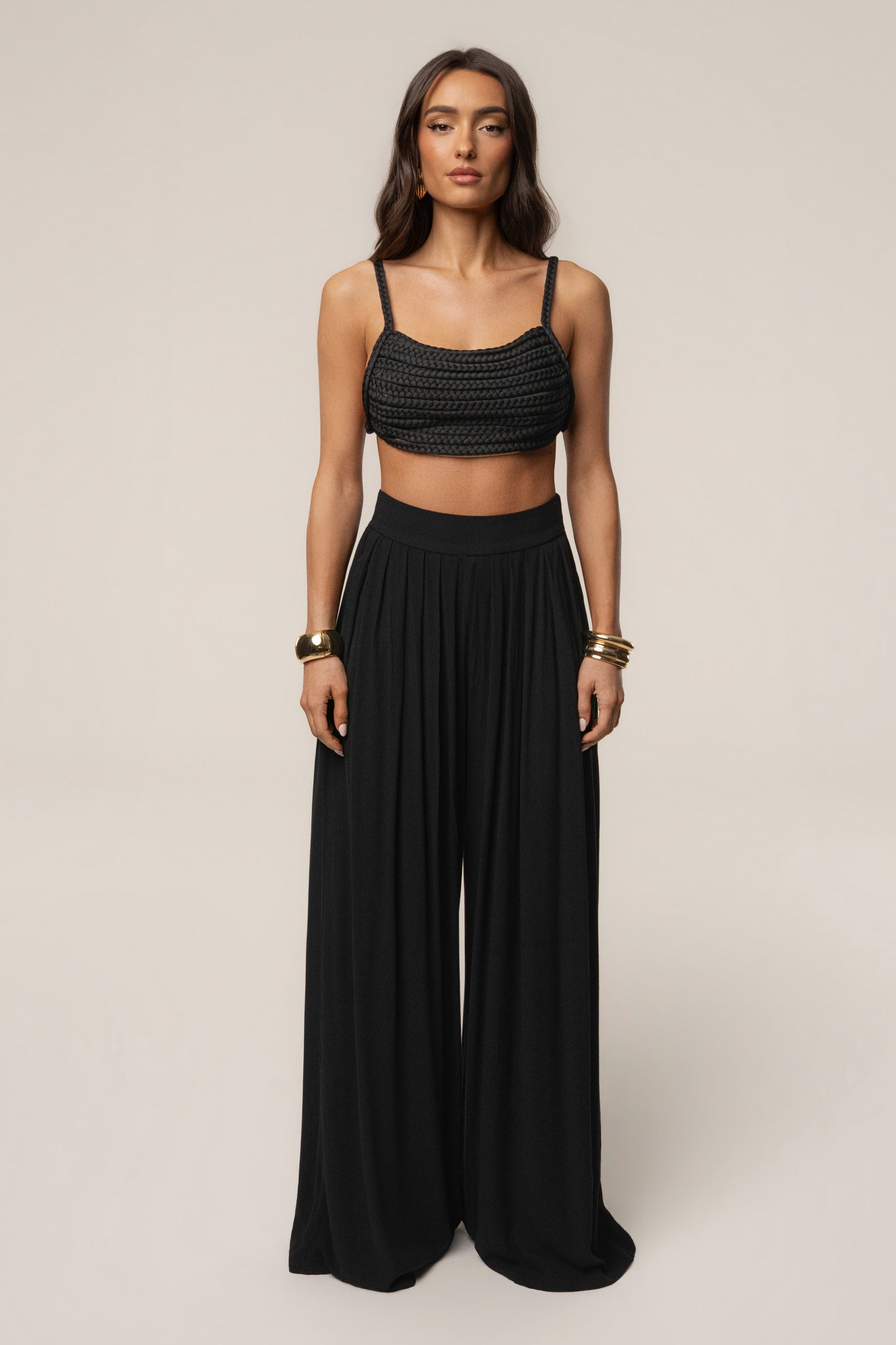 Black After Sunset Pleated Pants JLUXLABEL