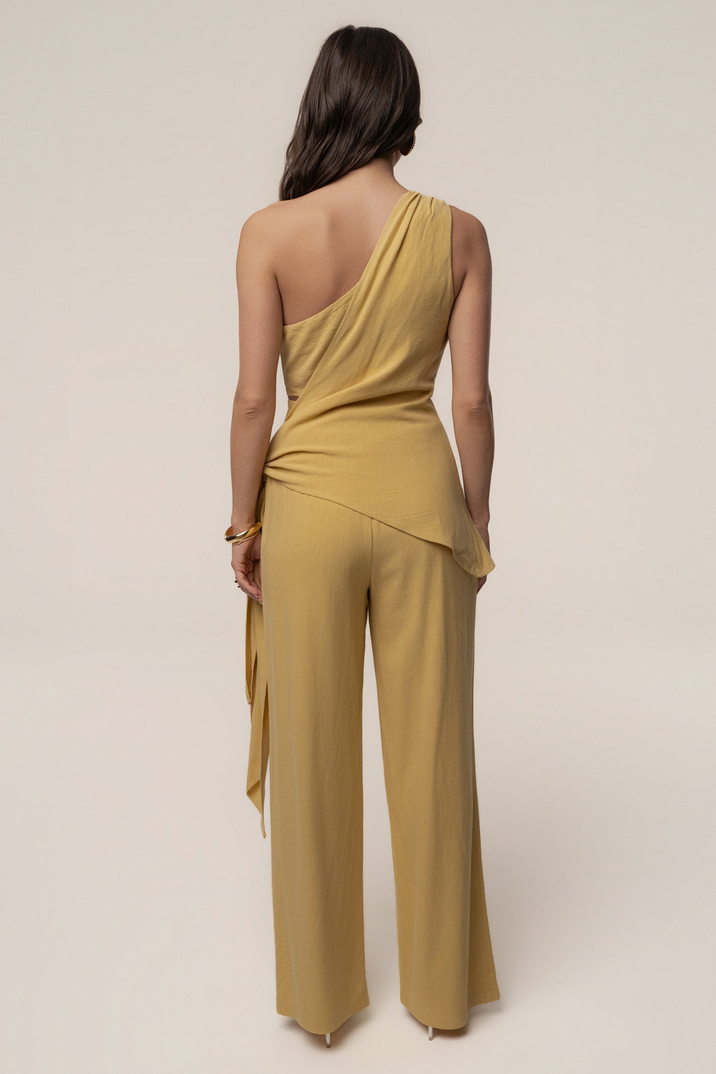 Yellow Palmera One Shoulder Top JLUXLABEL