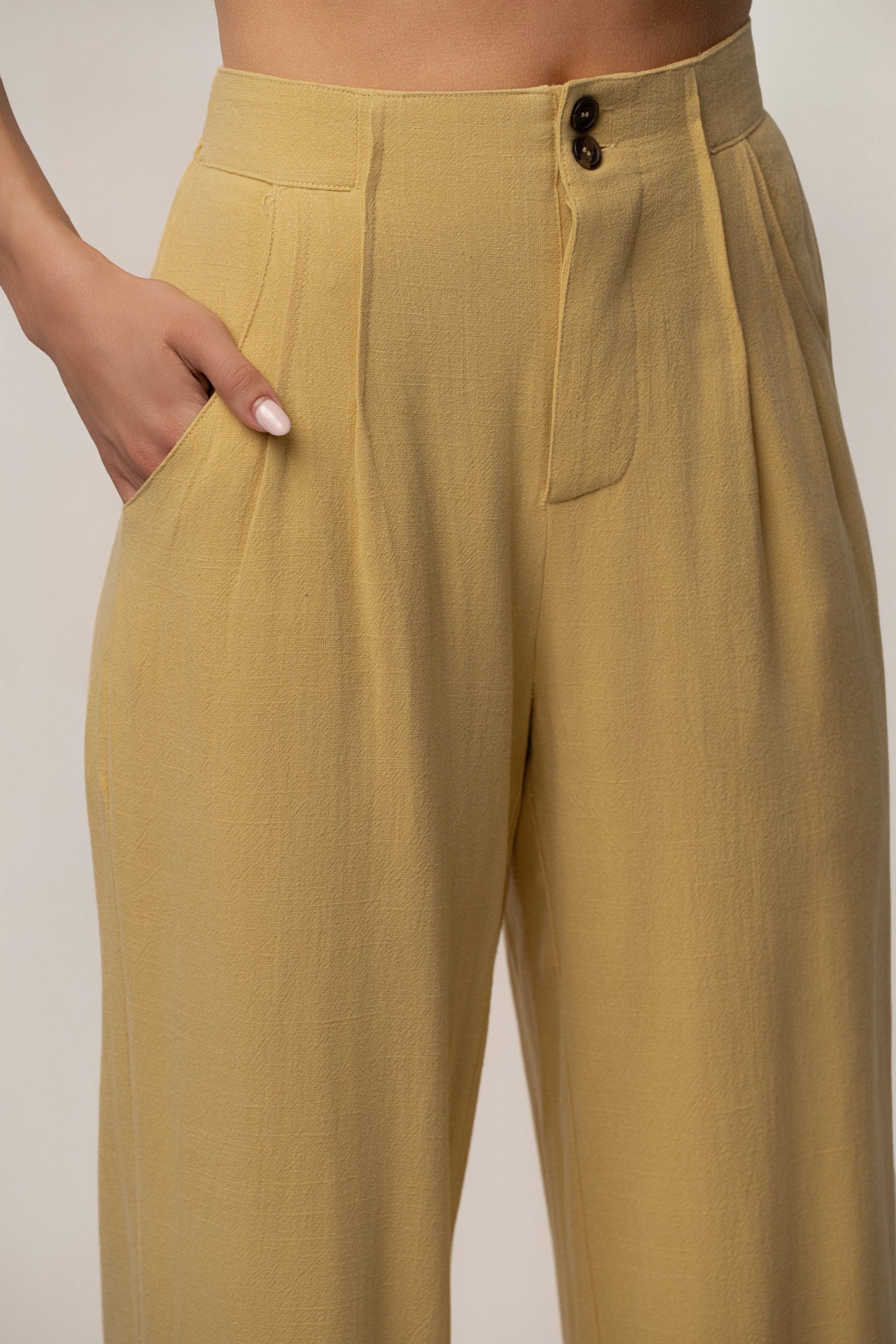 Yellow Thea Linen Pants JLUXLABEL