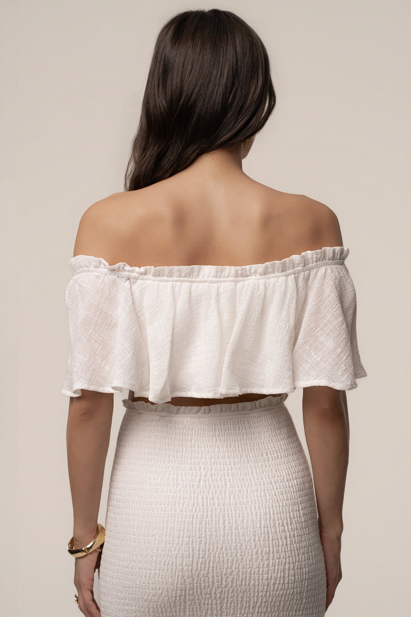 White Sienna Ruffled Skirt Set JLUXLABEL