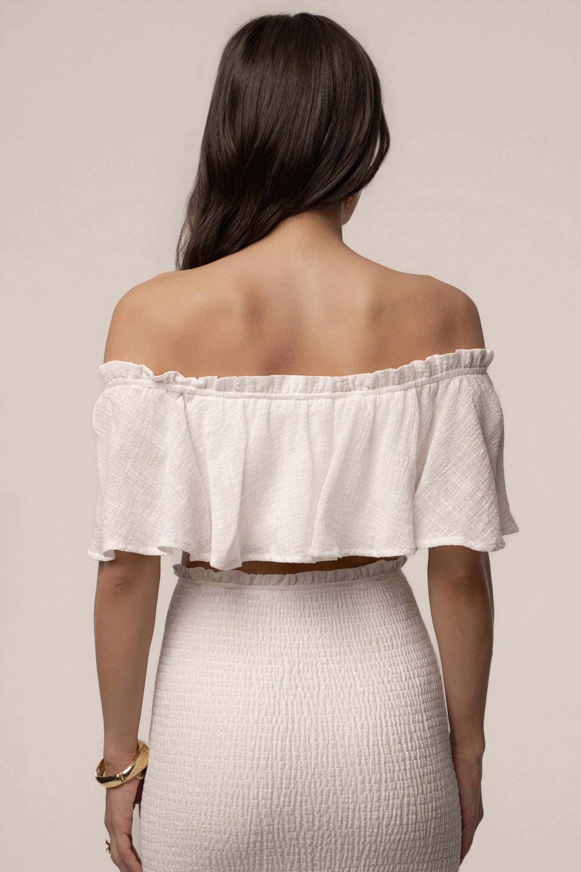 White Sienna Ruffled Skirt Set JLUXLABEL