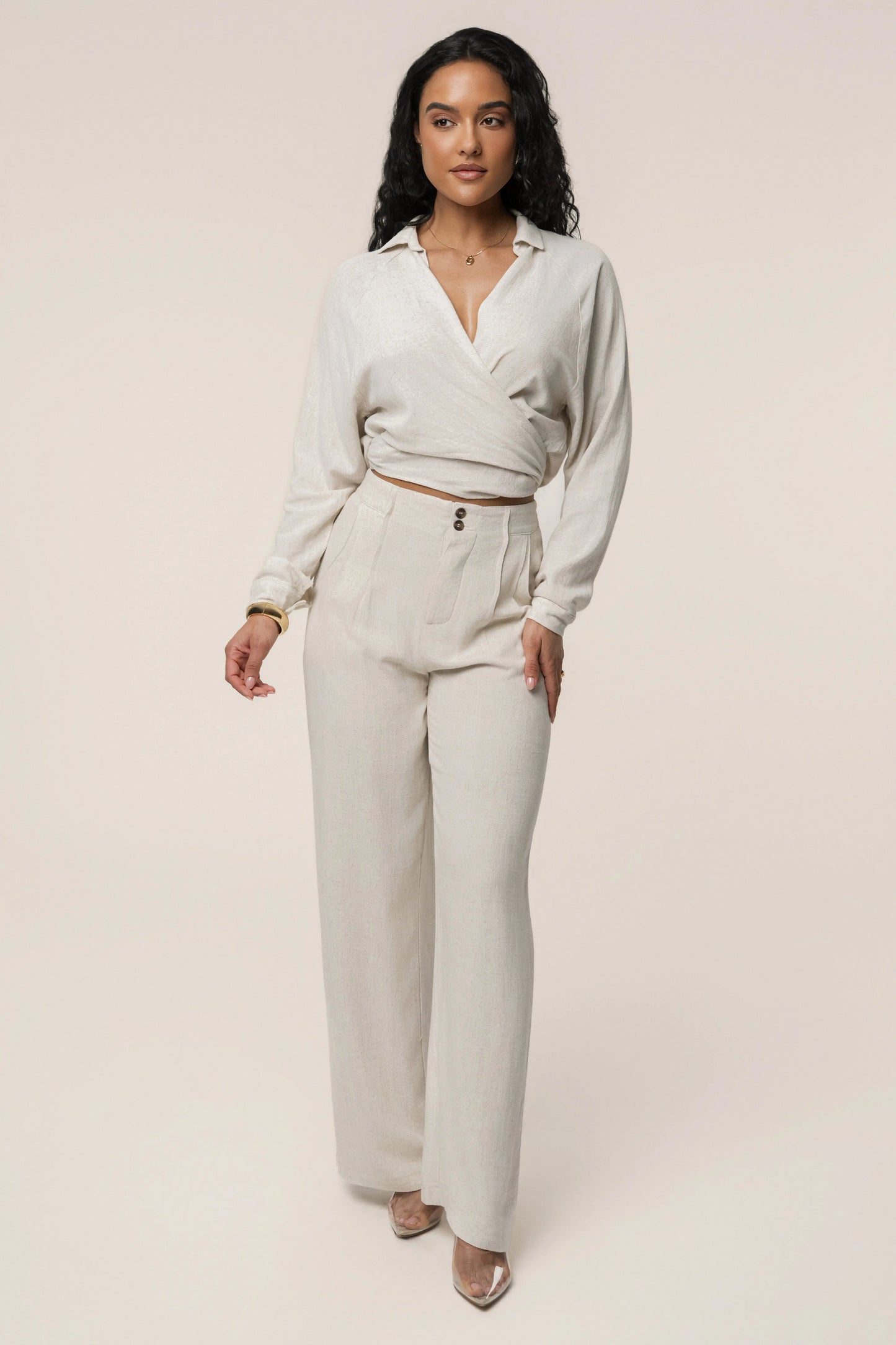 Stone Soho Front Tied Woven Top JLUXLABEL