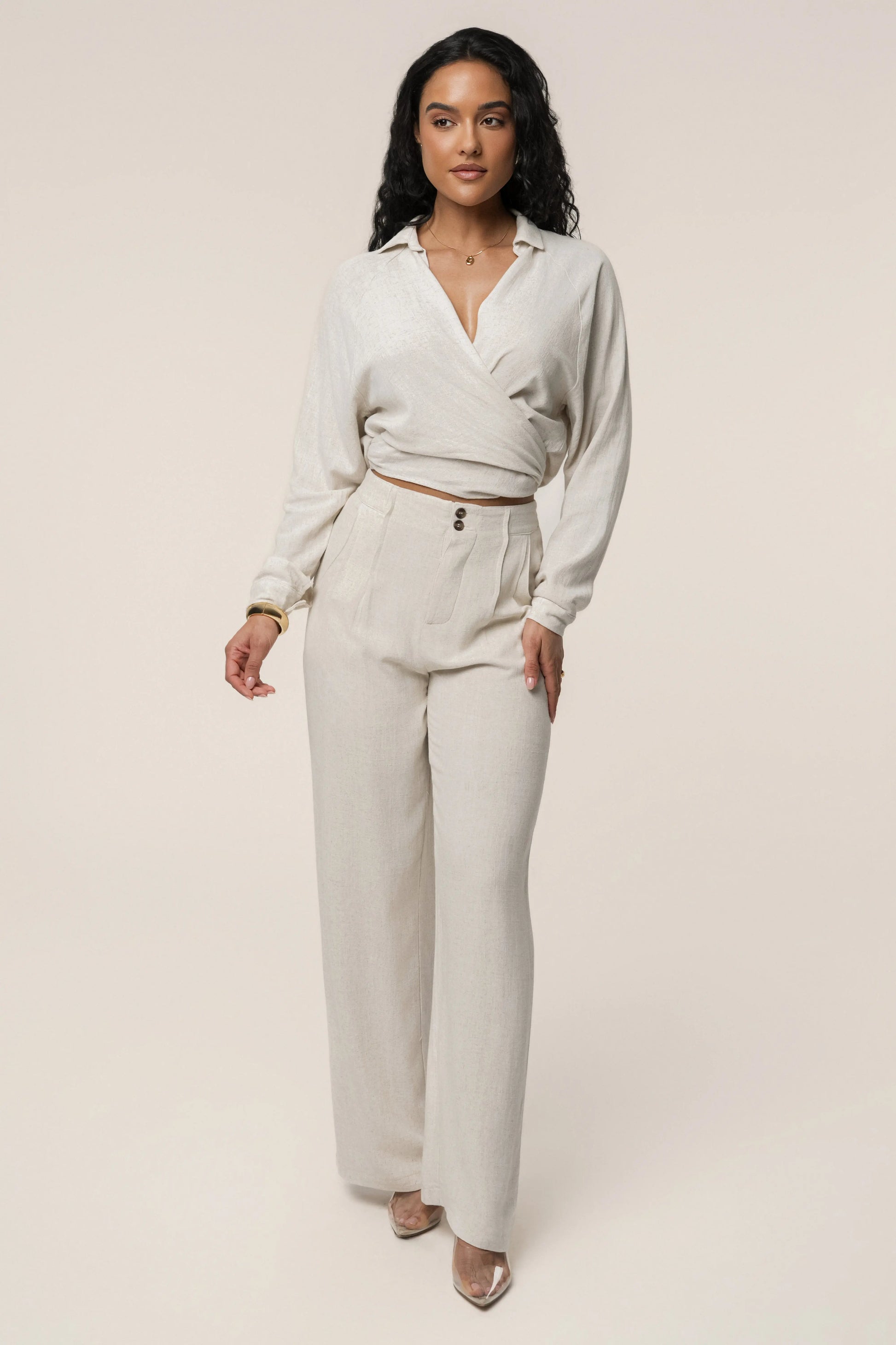 Stone Soho Front Tied Woven Top JLUXLABEL