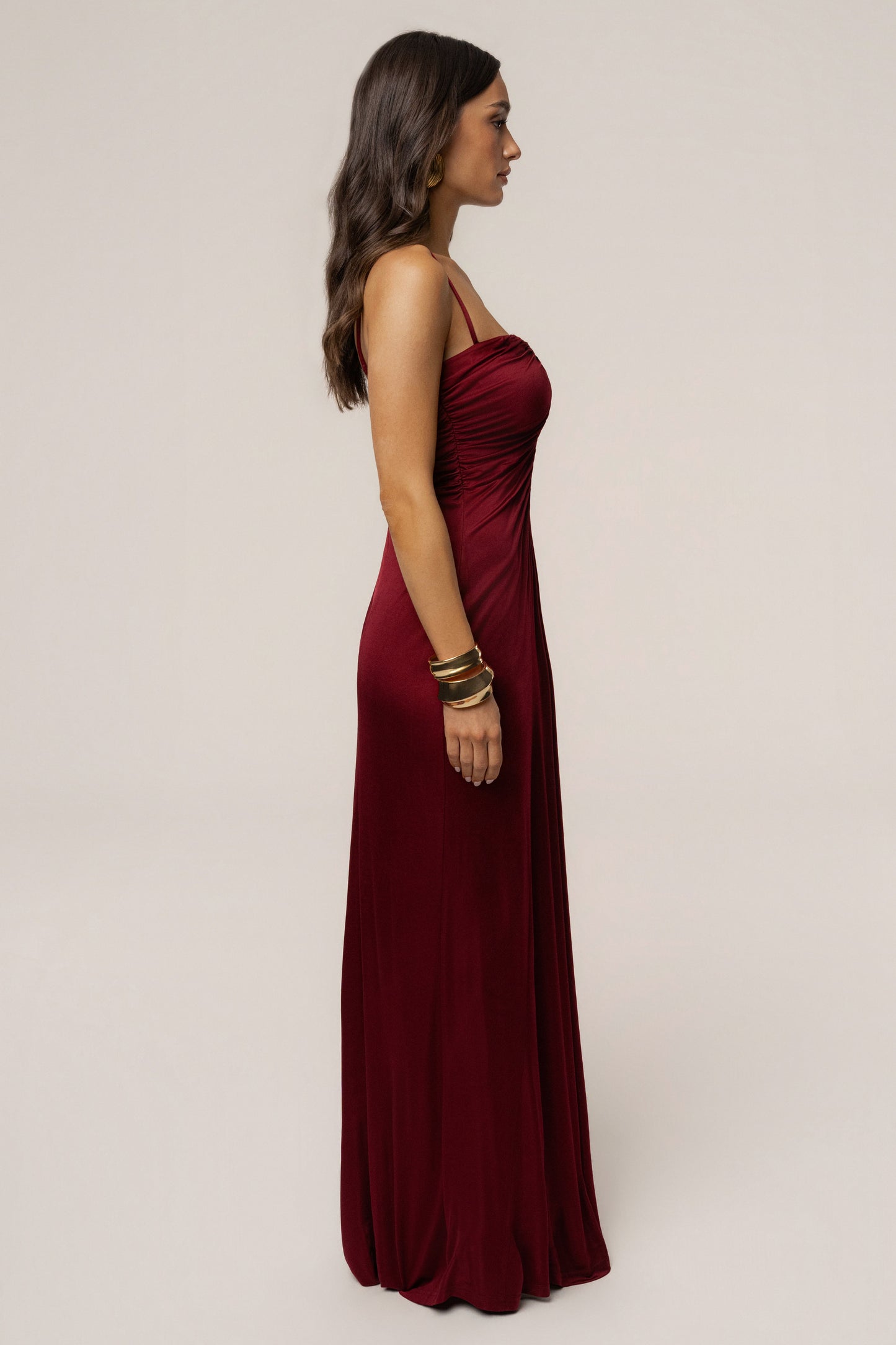 Burgundy Auric Deep Plunge Maxi Dress JLUXLABEL