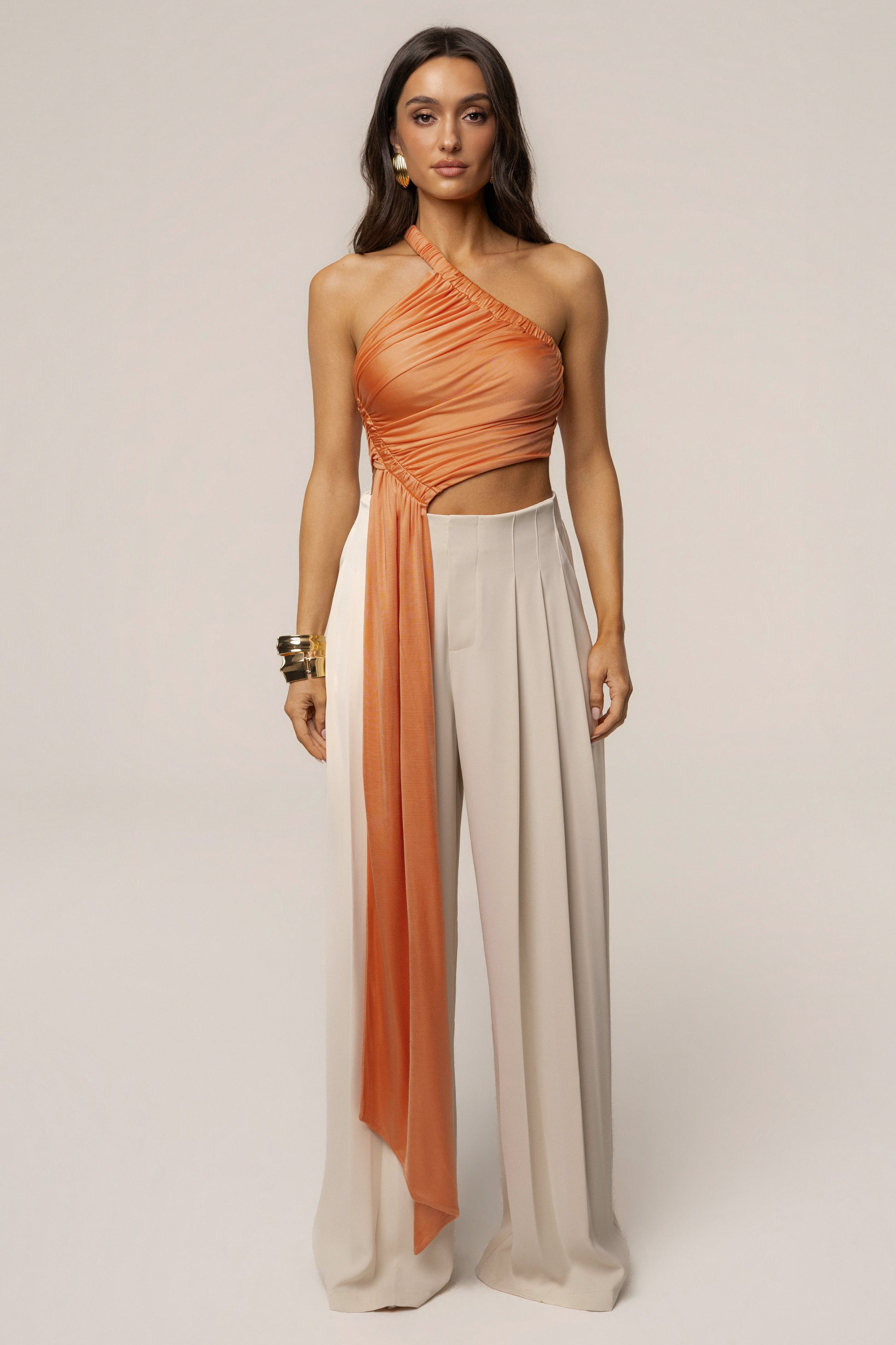 Peach Spotlight Draped Top JLUXLABEL