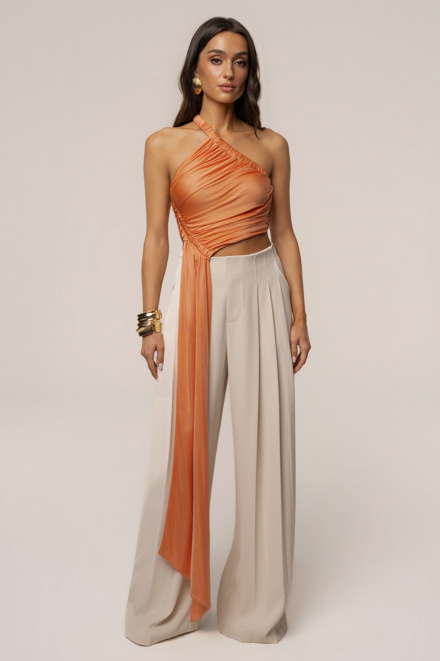 Peach Spotlight Draped Top JLUXLABEL