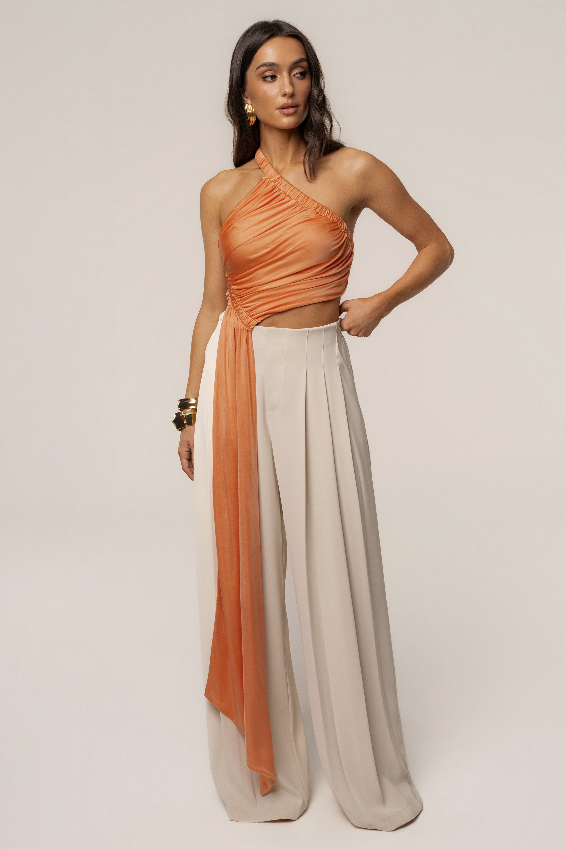 Peach Spotlight Draped Top JLUXLABEL