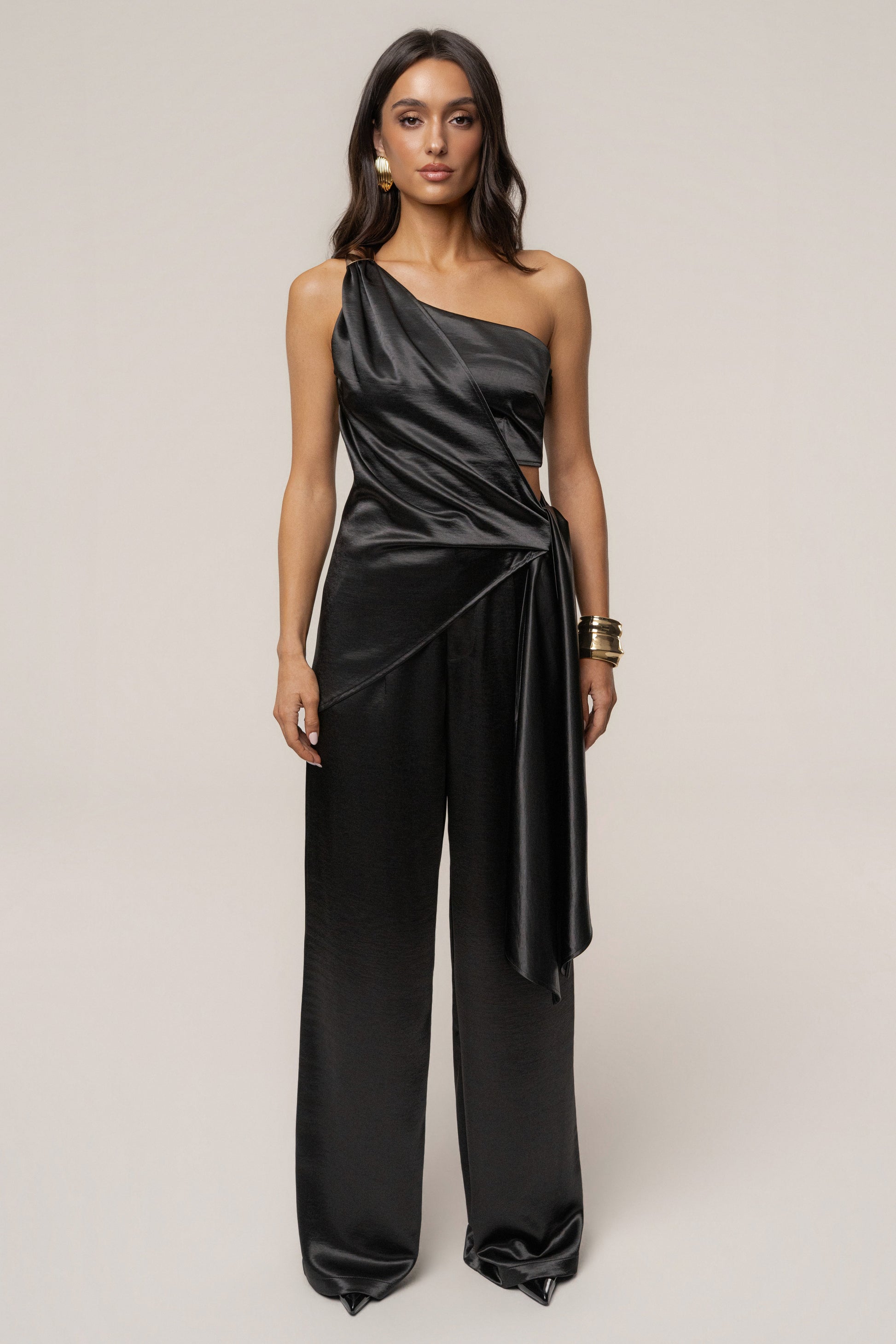 Black Thea Satin Pants JLUXLABEL