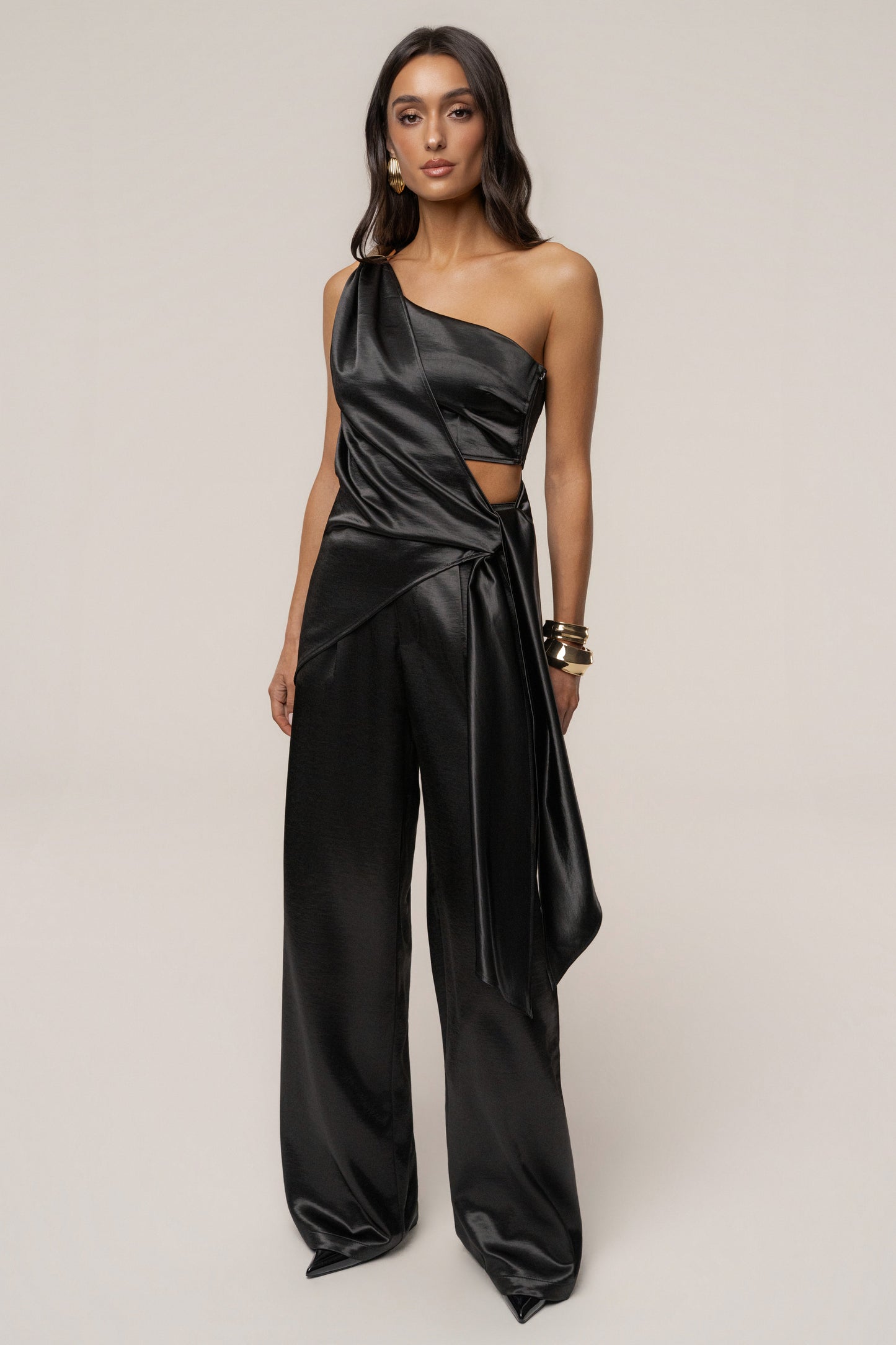 Black Thea Satin Pants JLUXLABEL