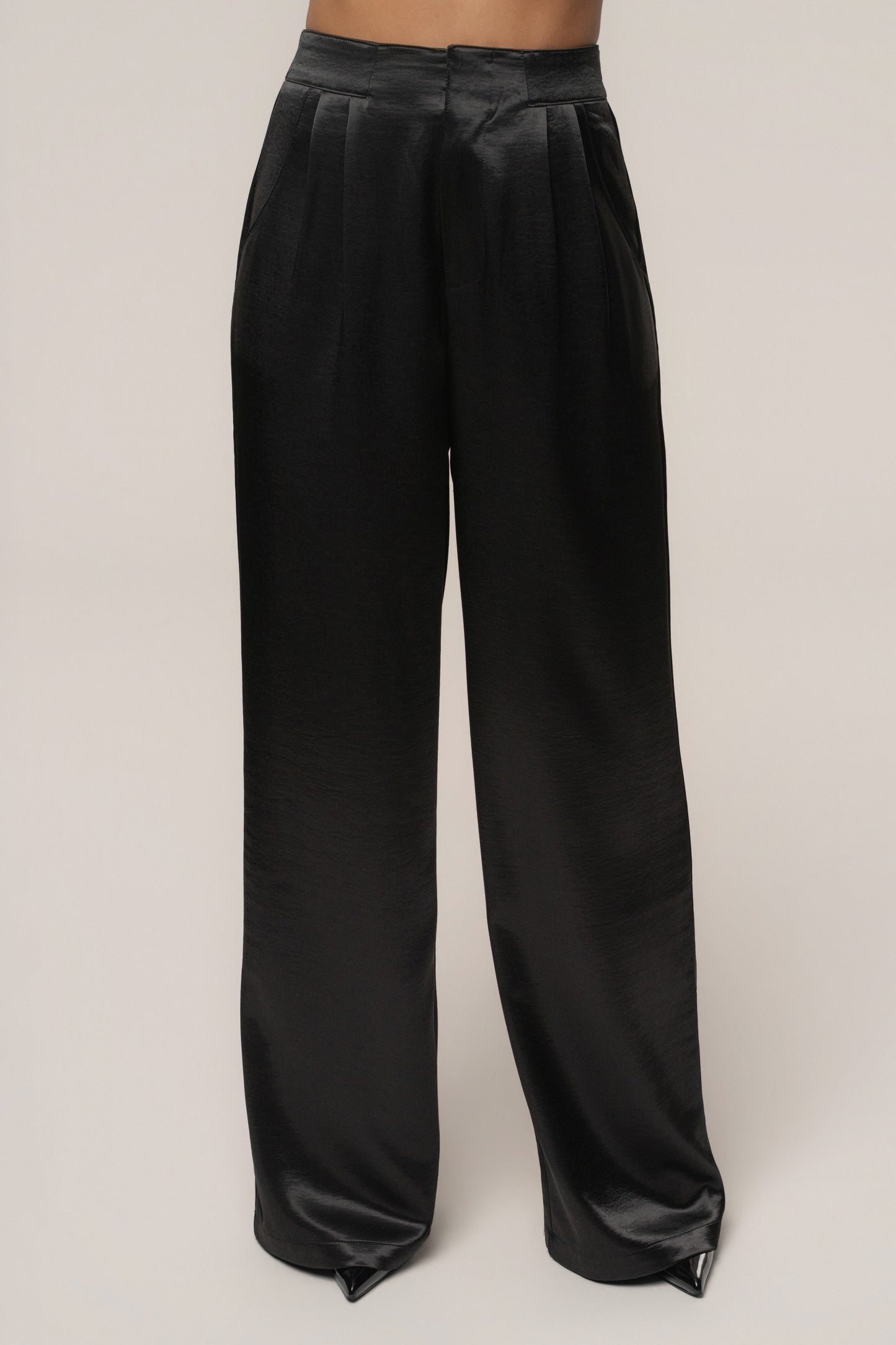 Black Thea Satin Pants JLUXLABEL