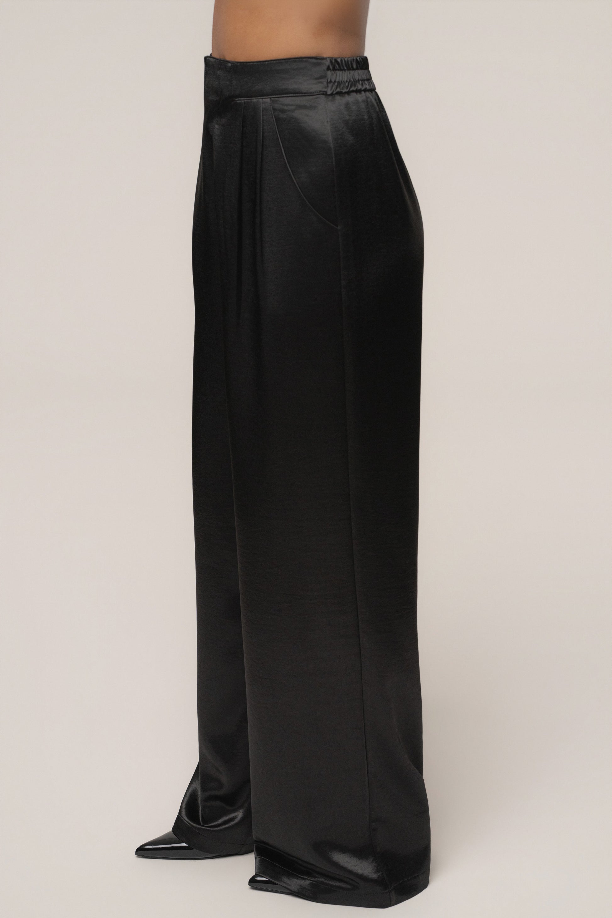 Black Thea Satin Pants JLUXLABEL