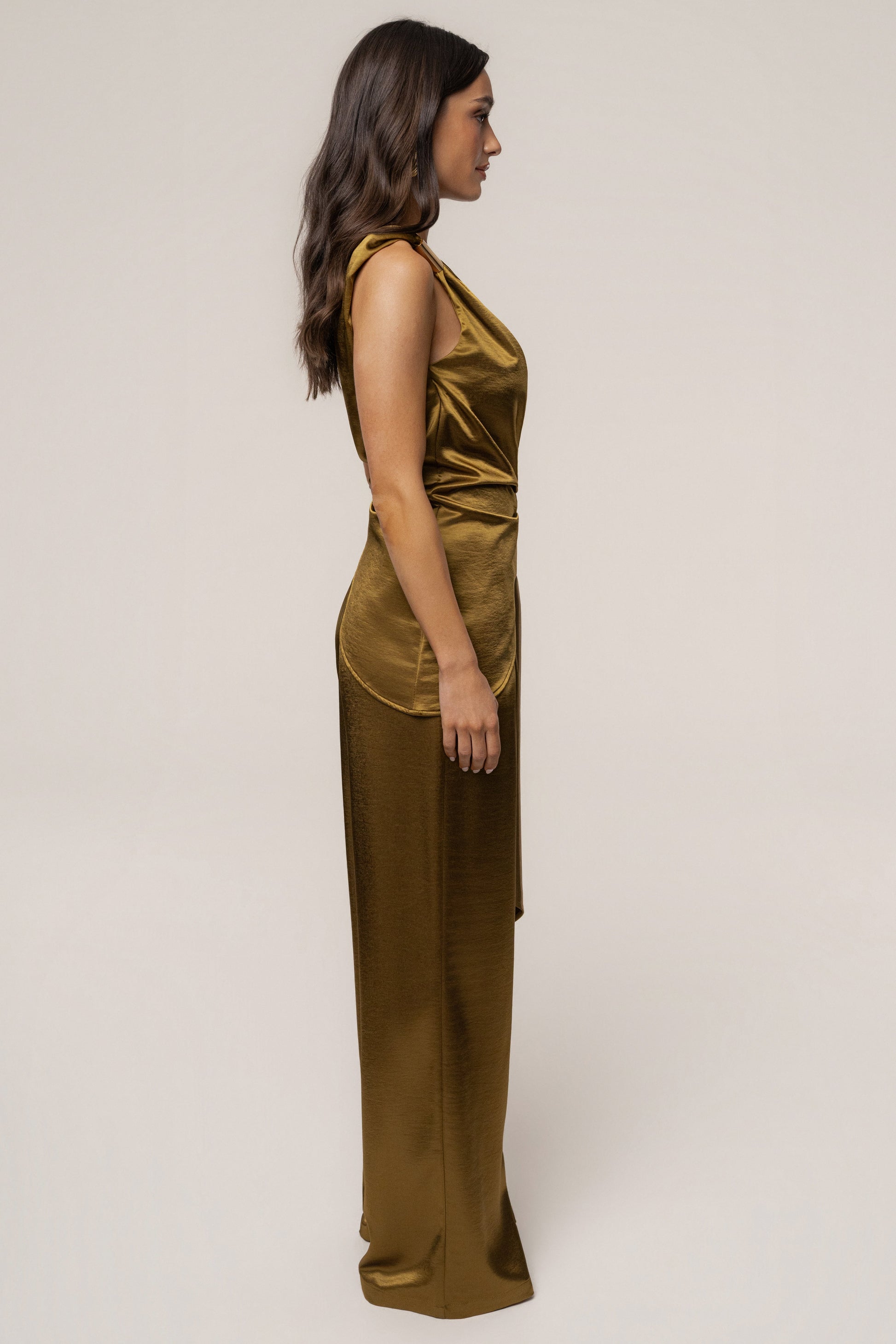 Olive Palmera Satin Top JLUXLABEL