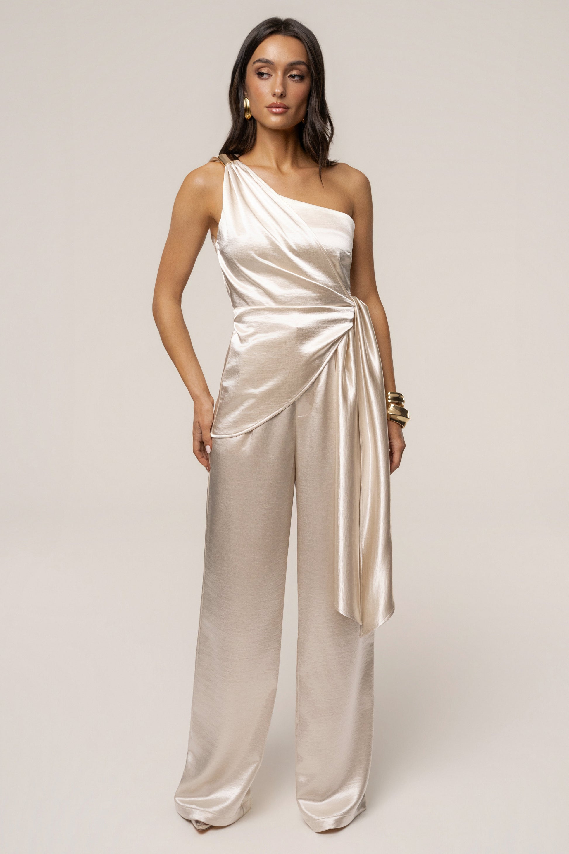 Ivory Thea Satin Pants JLUXLABEL