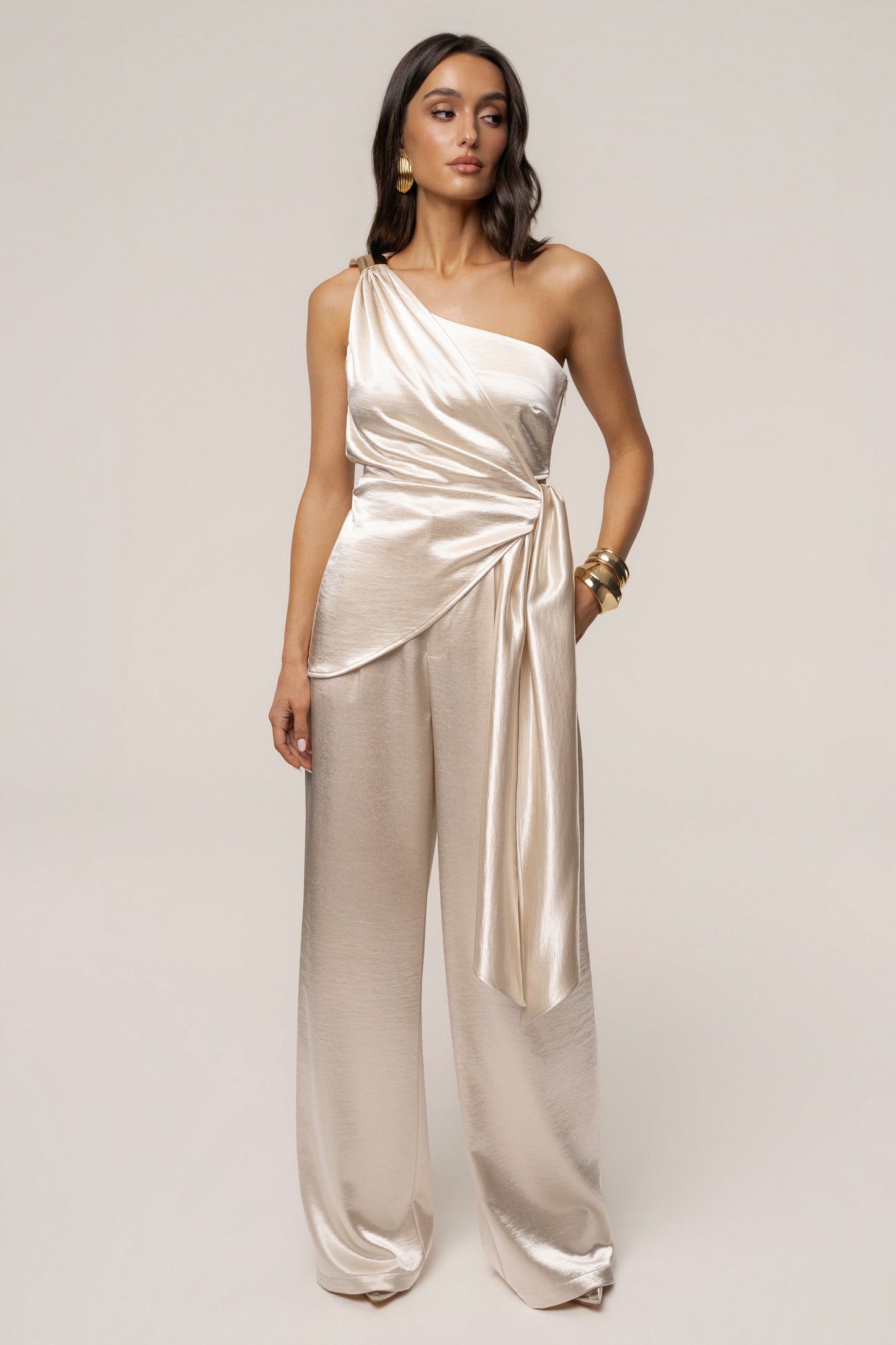 Ivory Thea Satin Pants JLUXLABEL