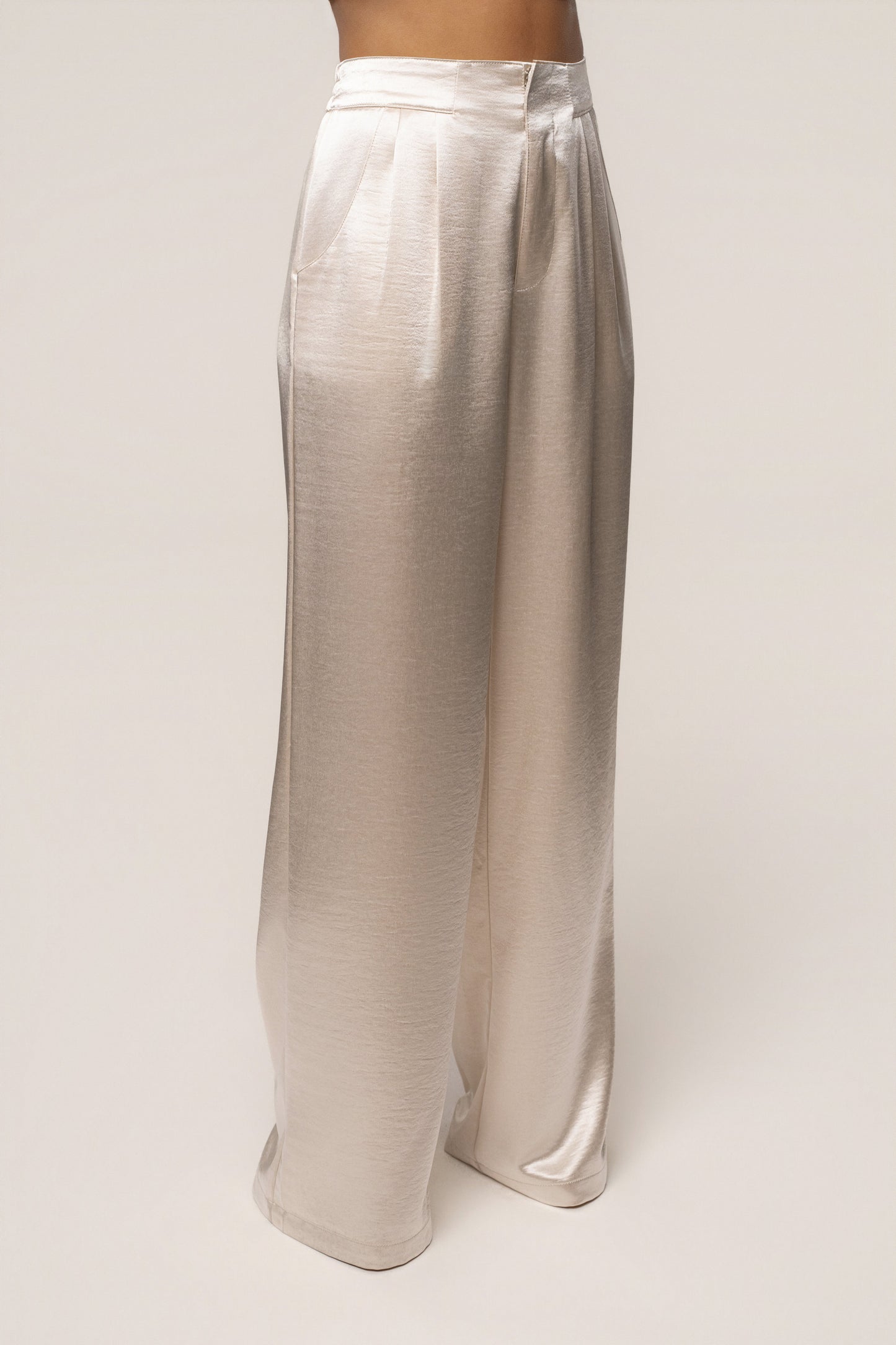 Ivory Thea Satin Pants JLUXLABEL