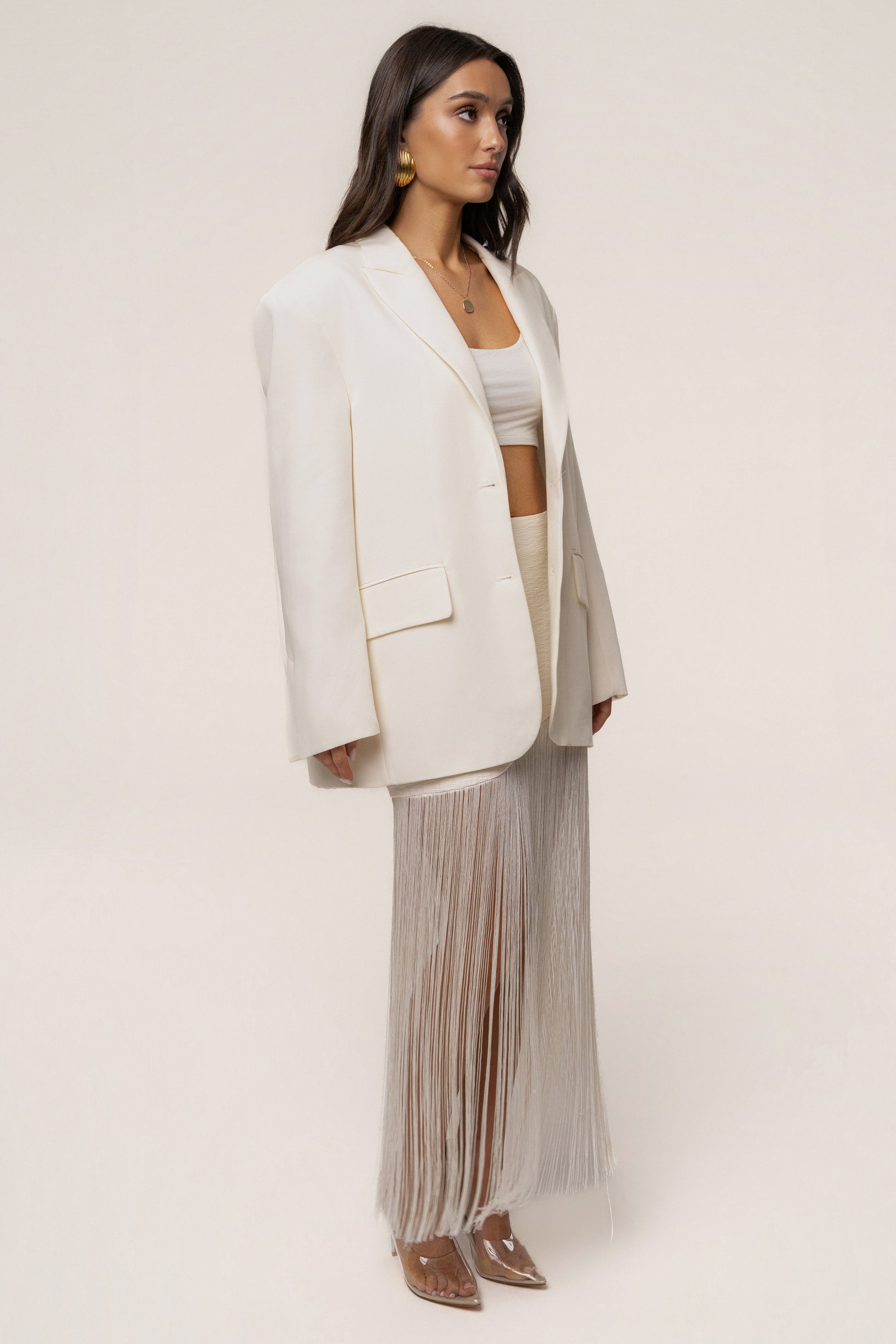 Ivory Gala Nights Fringe Skirt JLUXLABEL
