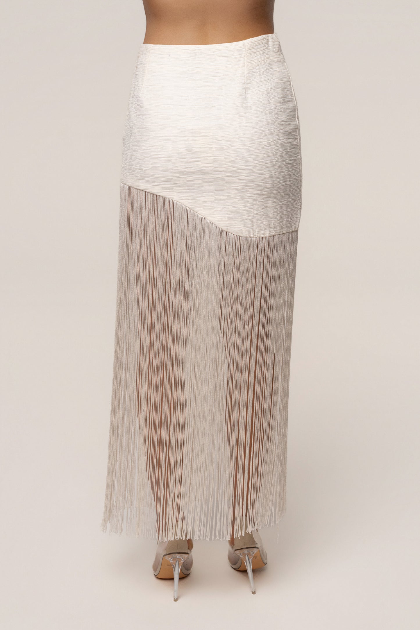 Ivory Gala Nights Fringe Skirt JLUXLABEL