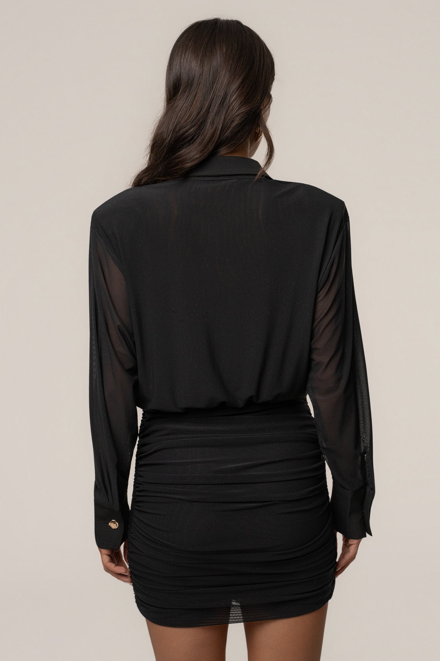 Black Leah Plunge Mini Dress JLUXLABEL